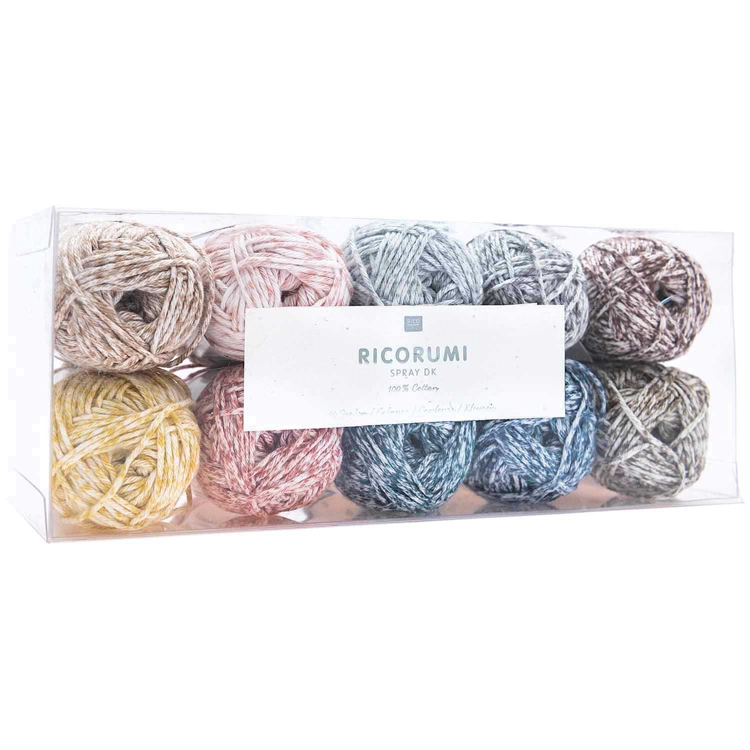 Rico Design Creative Ricorumi Spray dk Set 10 Farben 25g Häkelwolle, 57,50 m, speichelecht