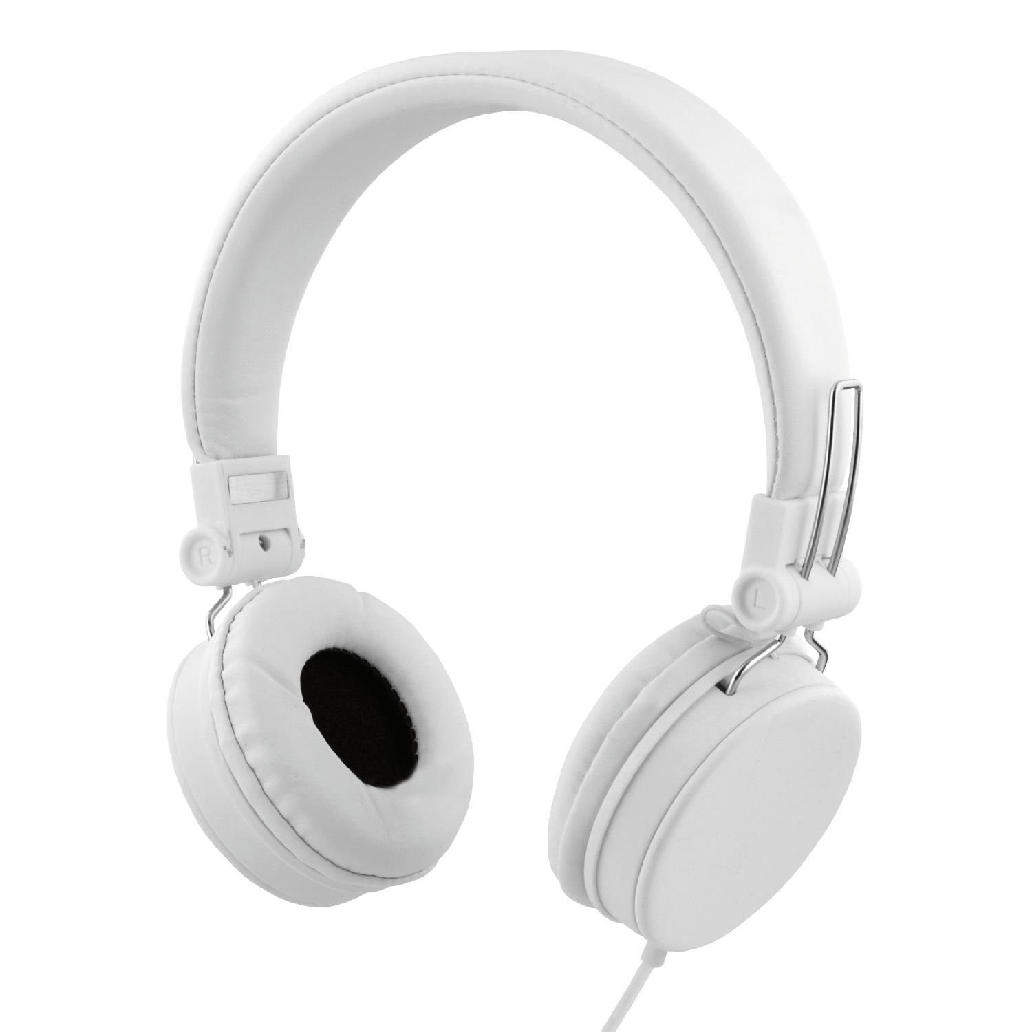 STREETZ Kopfhörer 1,2m Kabel 3.5mm Klinkenanschluss Ohrpolster On-Ear-Kopfhörer (integriertes Mikrofon, faltbares Headset, inkl. 5 Jahre Herstellergarantie) weiß | On-Ear-Kopfhörer