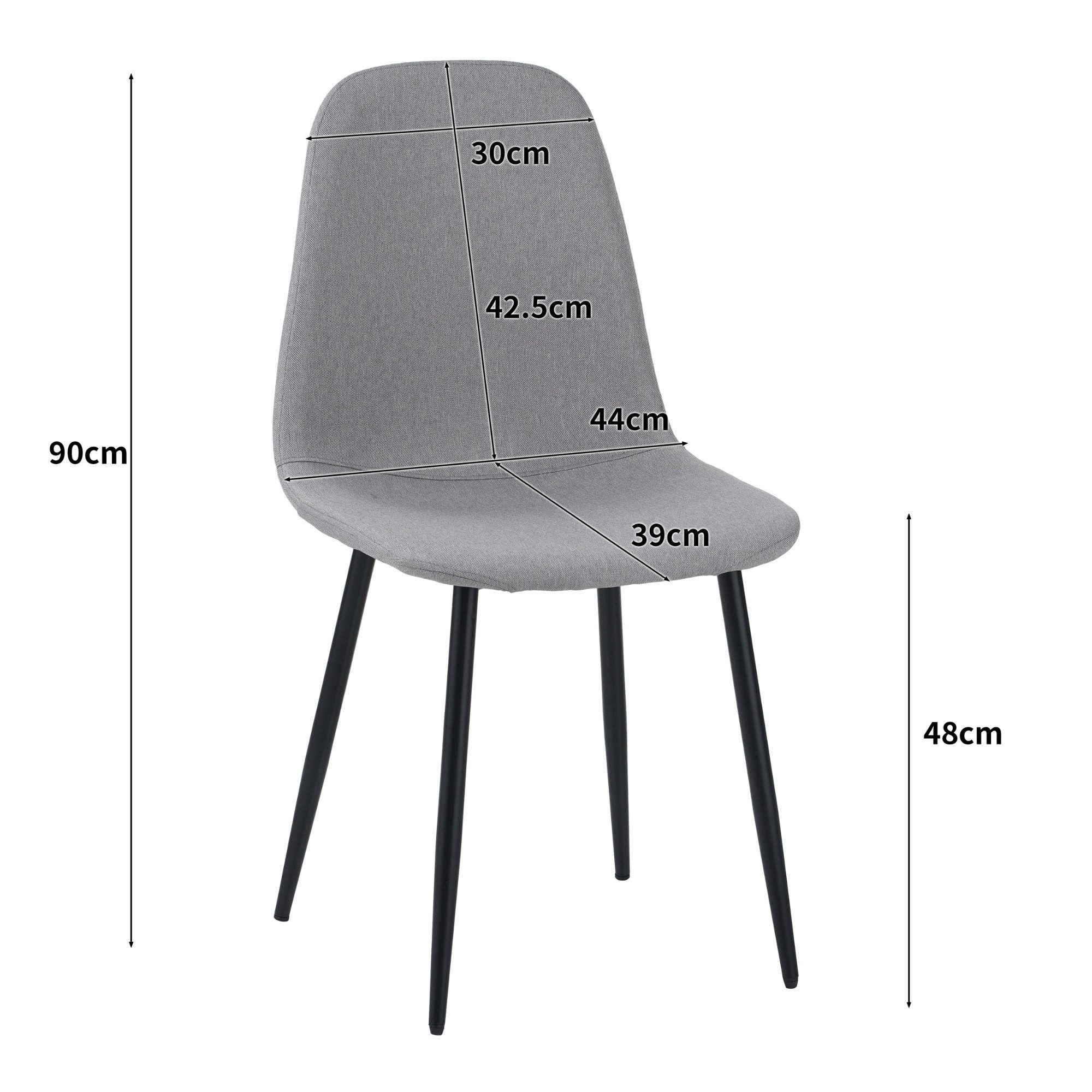 Albatros International Esszimmerstuhl Esszimmer Stühle 4 er Set BARI, Stuhl Stühle Esszimmerstühle, Küche (4er Set Grau, Stoff Bezug), Küchenstuhl Küchenstühle  – Bild 5 von 5