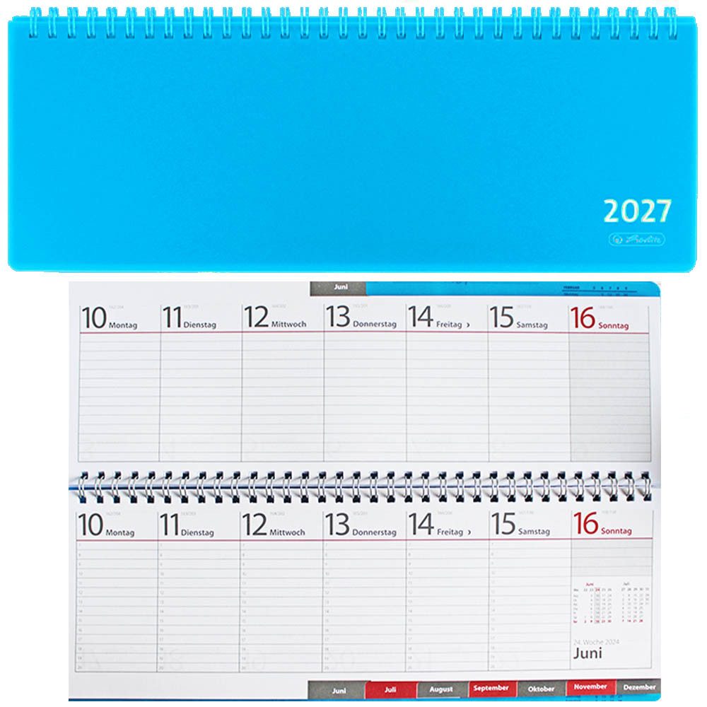 Herlitz Schreibtischkalender 2027 transluzent blau