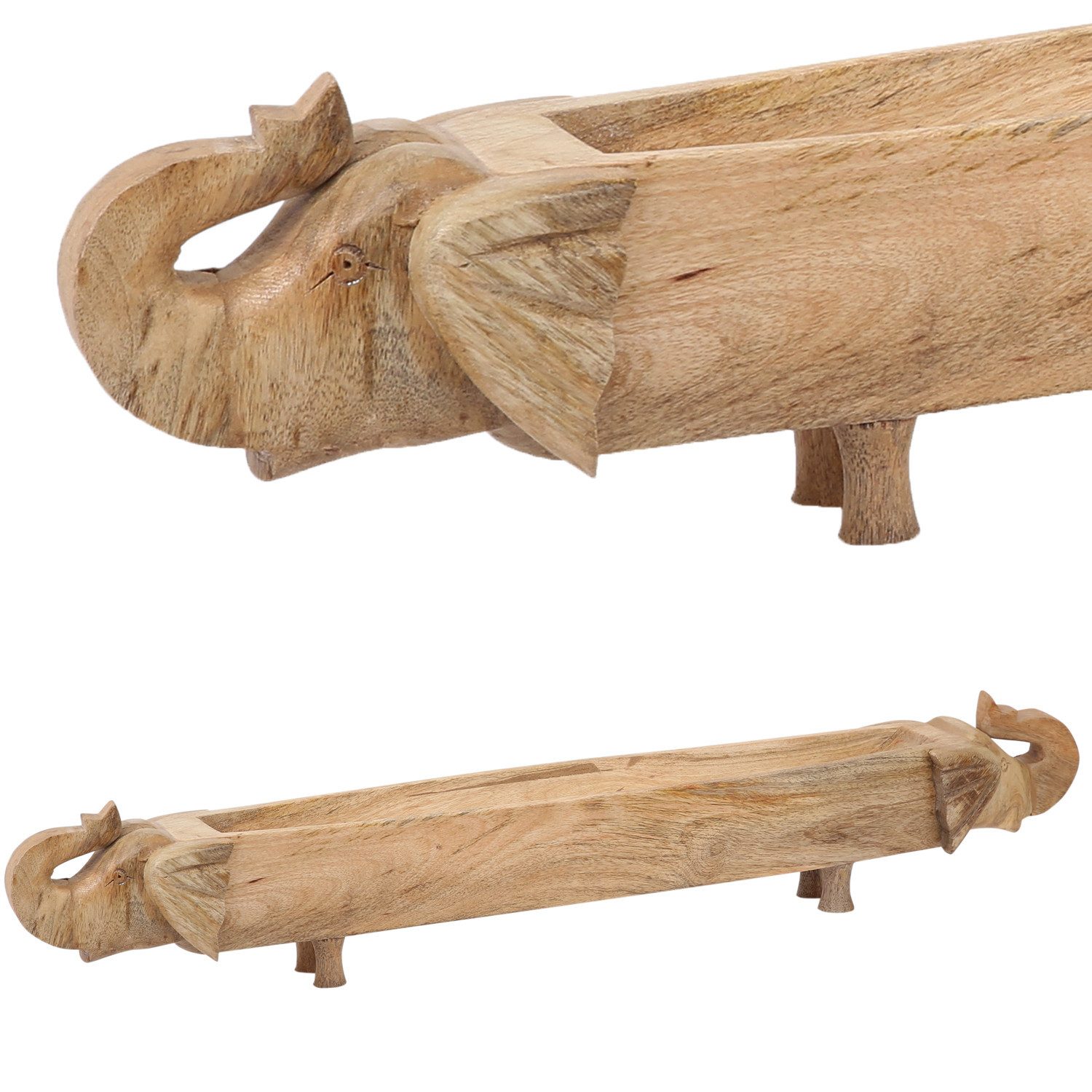 Marrakesch Orient & Mediterran Interior Dekotablett Vintage Holzschale Aloka handgefertigt aus Altholz in Braun 88 cm (1 St), 88cm lang