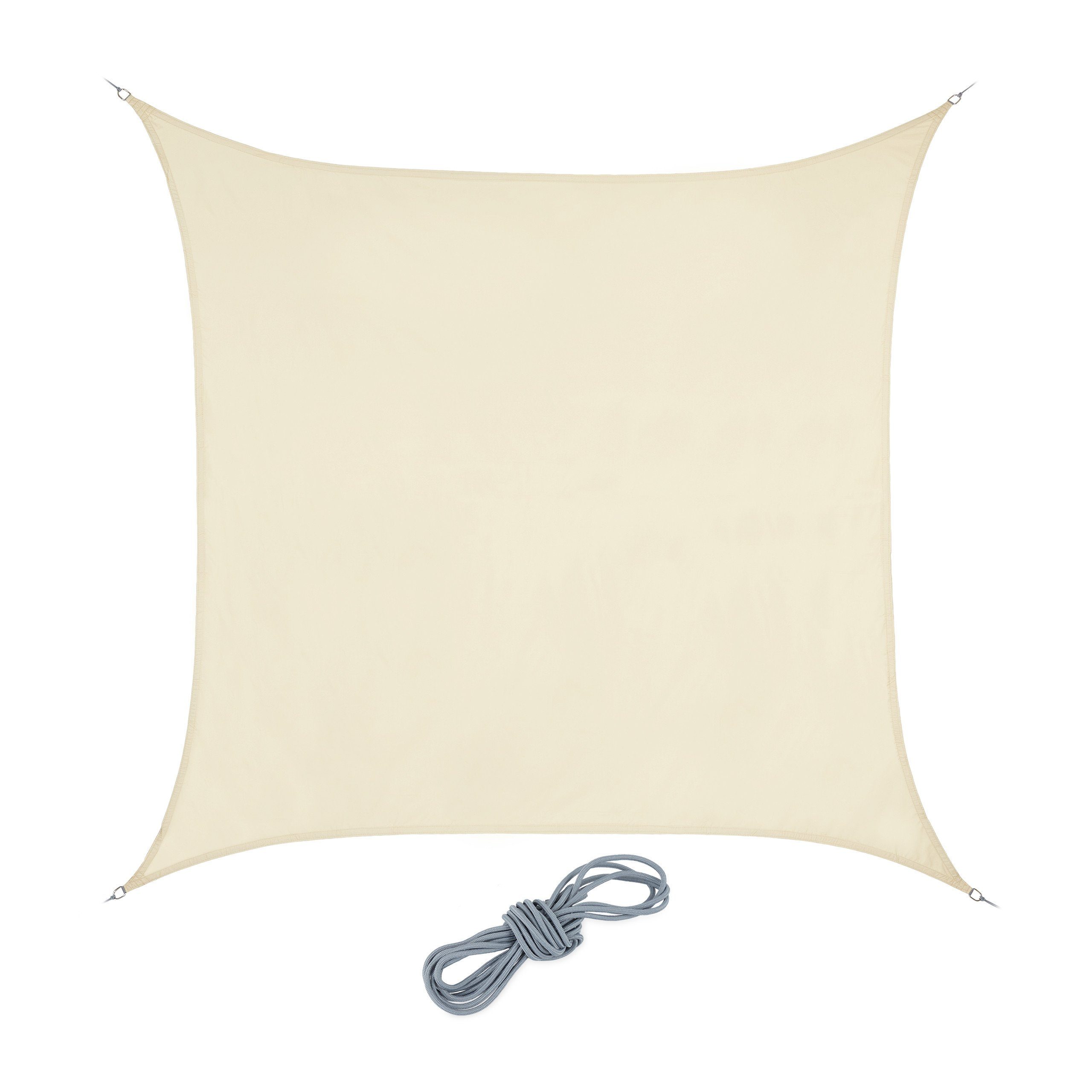 relaxdays Sonnensegel Quadratisches PES Sonnensegel beige, 2 x 2 m