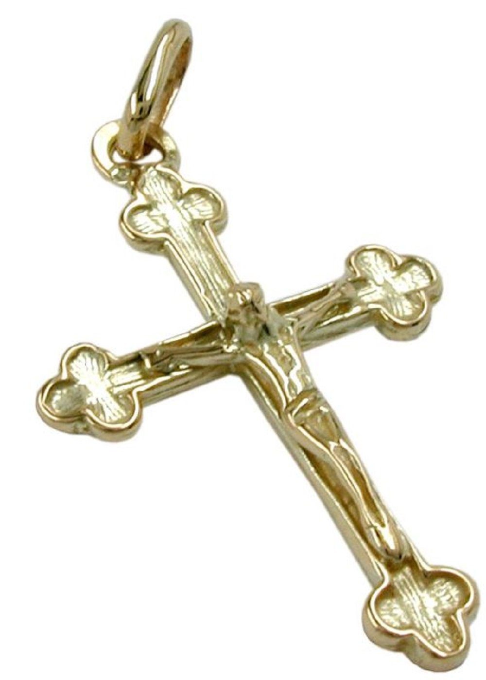 unbespielt glänzend 585 Kreuzanhänger Kreuz Gold Herren Goldschmuck 26 Damen kl. mm und Anhänger x 17 Jesus mit Schmuckbox, für