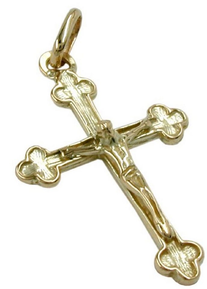 unbespielt Kreuzanhänger Anhänger Kreuz mit Jesus glänzend 585 Gold 26 x 17  mm kl. Schmuckbox, Goldschmuck für Damen und Herren