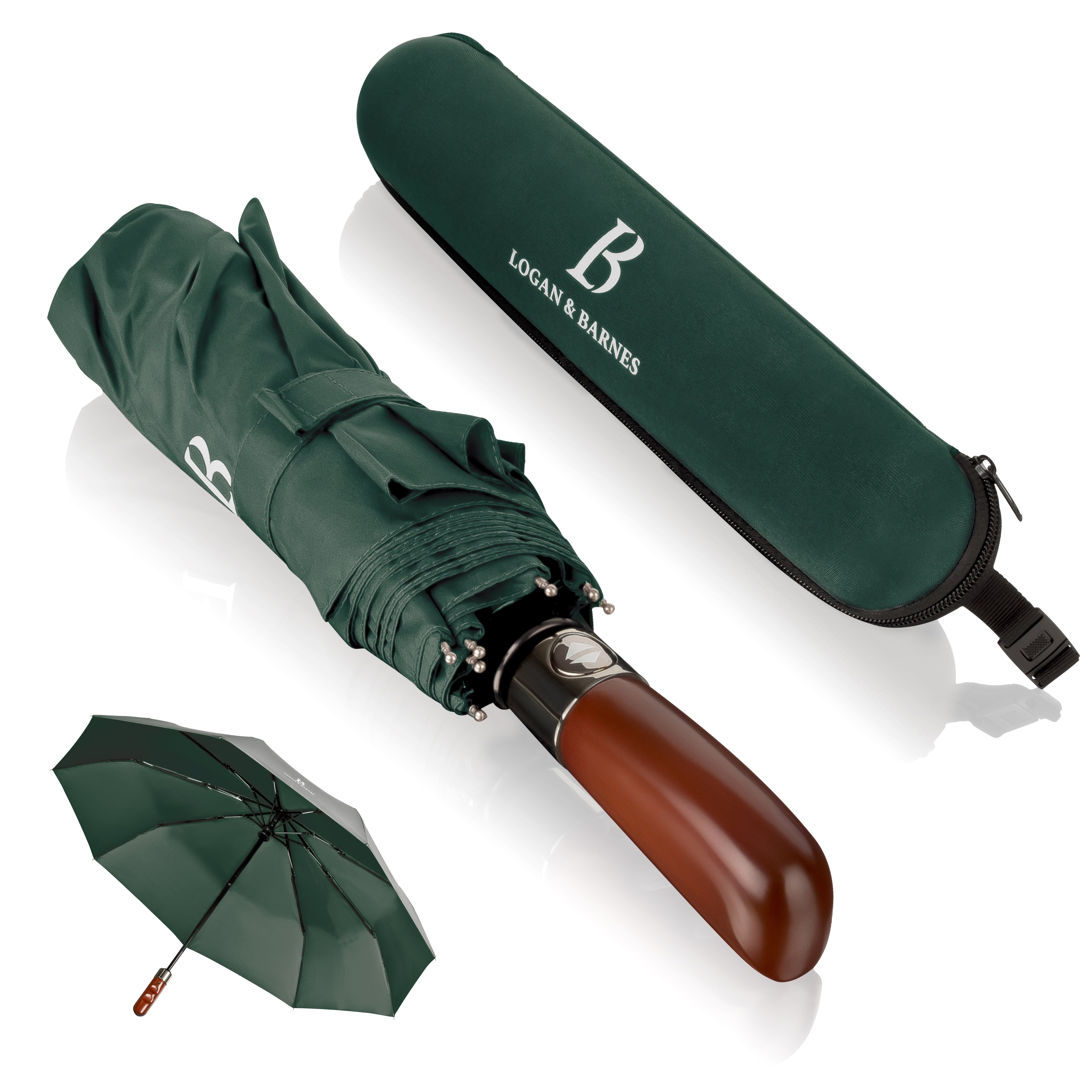 Logan & Barnes Taschenregenschirm Dublin, Sturmfest bis 140 km/h