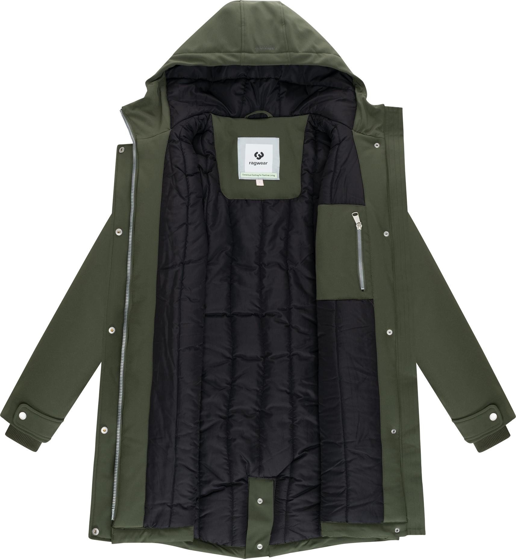 Ragwear Softshellmantel Itiga Wasserdichter Übergangsmantel mit Taillenzugband