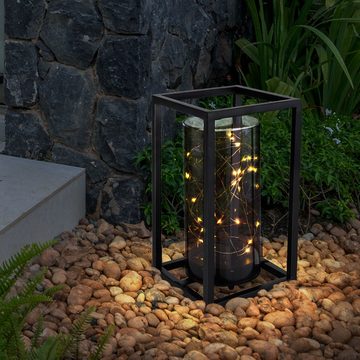 Globo LED Außen-Stehlampe, LED-Leuchtmittel fest verbaut, Warmweiß, Solarlampe Gartenleuchte Außenlampe LED Laterne Terrassenlampe H 25 cm