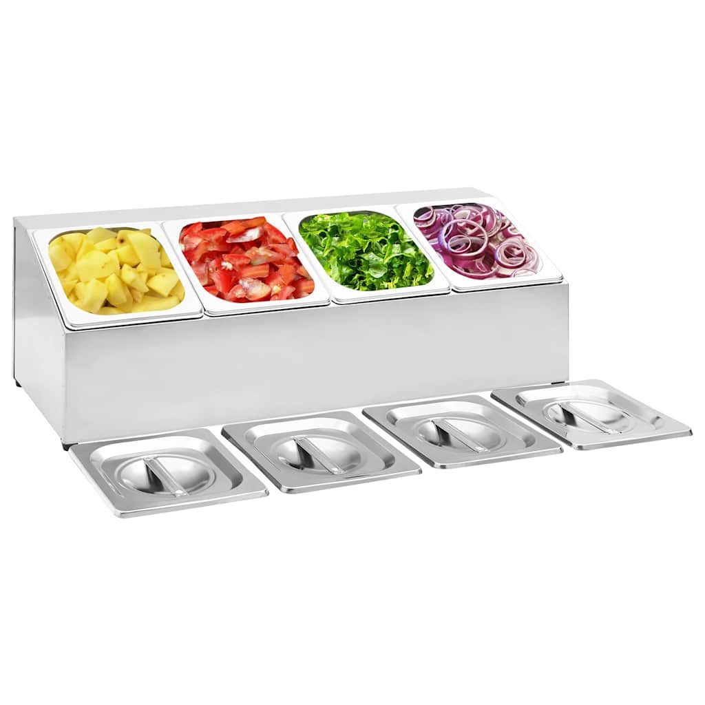 vidaXL Küchenregal Gastronorm-Ständer mit 4 GN 1/6 Behältern Edelstahl