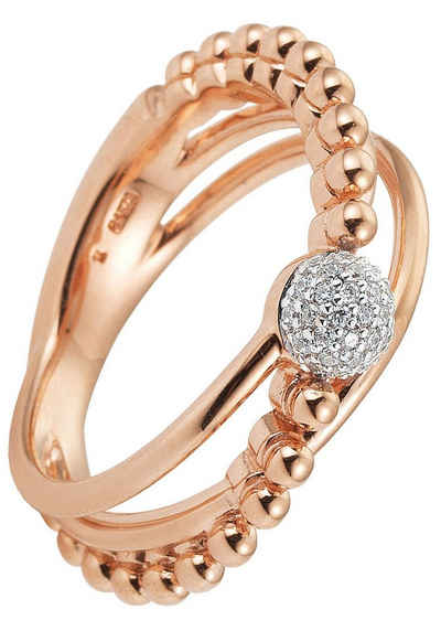 JOBO Fingerring Ring mit 31 Diamanten, 585 Roségold