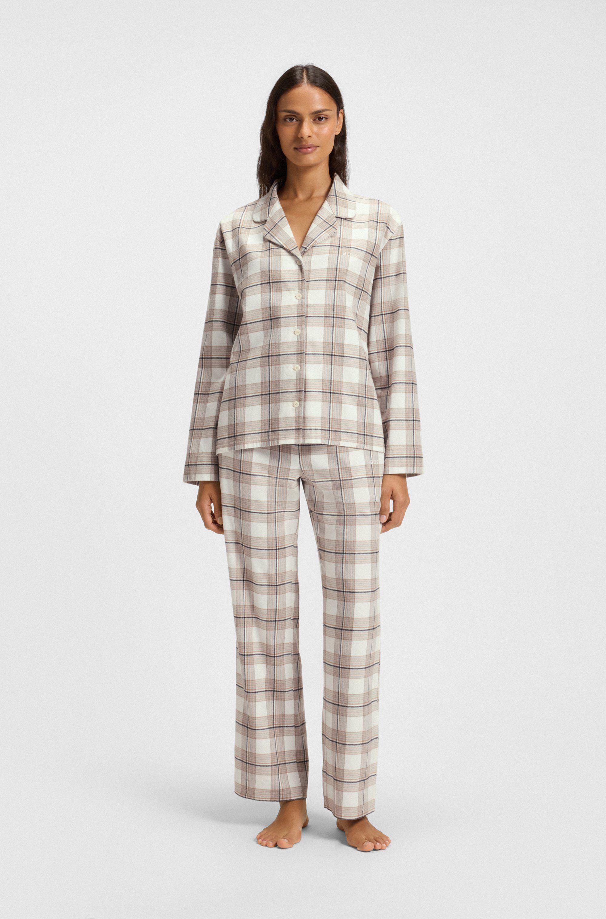 BOSS Pyjamaoberteil Holiday kariert, aus weichem Flanell, normale Passform