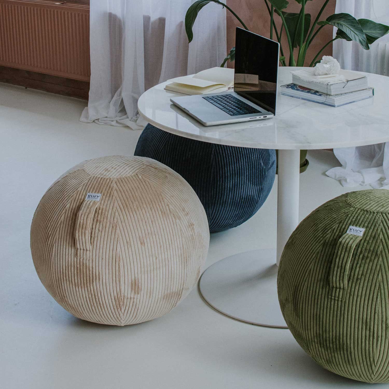 VLUV Stuhl Sitzball Vlip 60-65 cm beige Breitcord