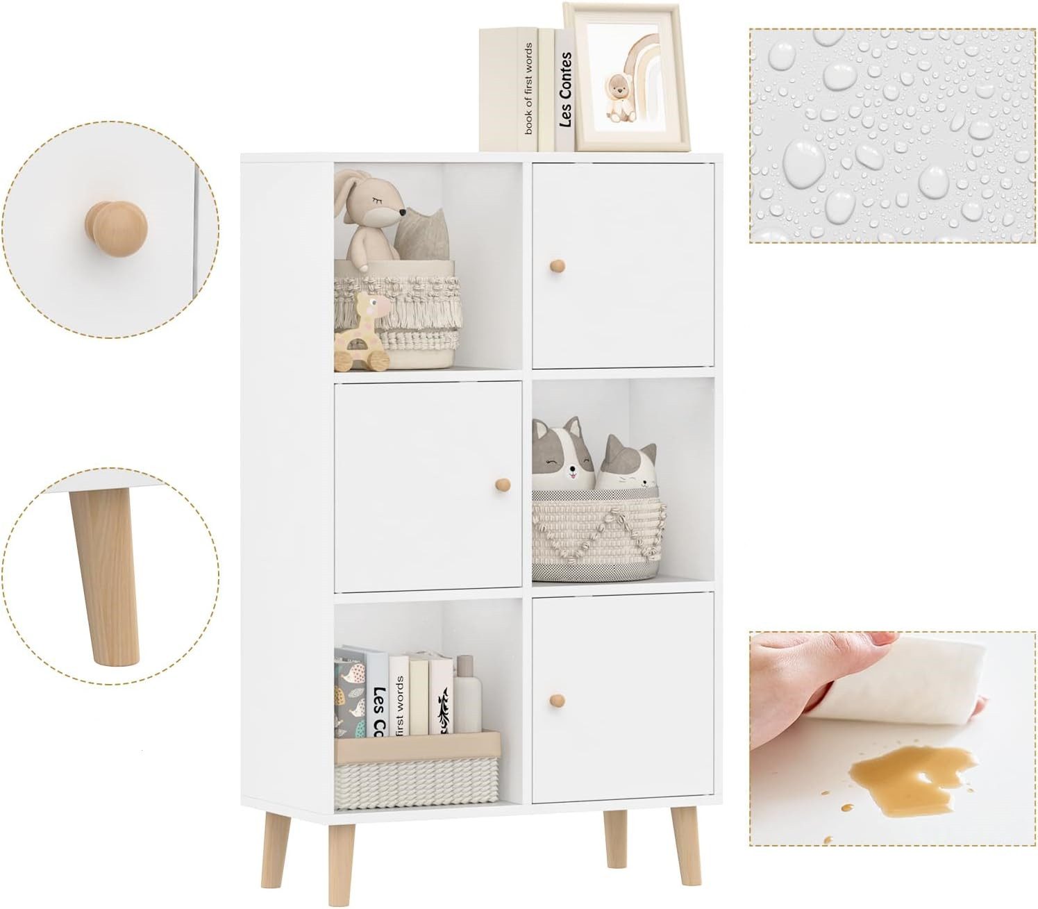 JEOBEST Bücherregal Bücherschrank mit 3 Türen, günstig online kaufen
