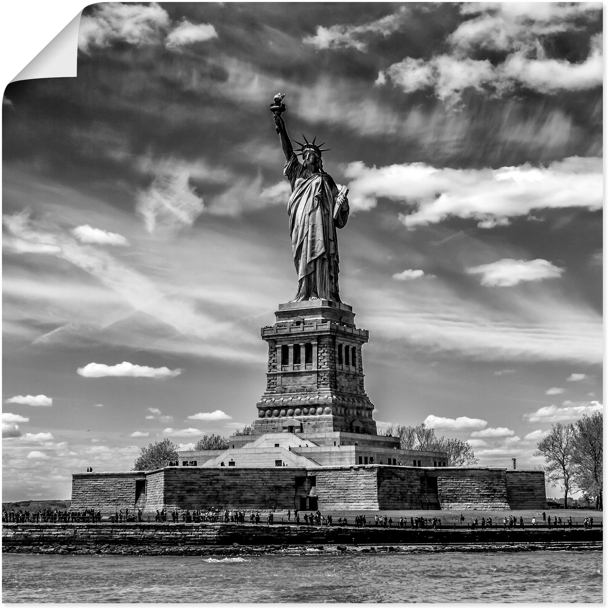 (1 Amerika Wandaufkleber Größen oder St), Wandbild versch. Alubild, Freiheitsstatue, Artland City Leinwandbild, in als York Poster New
