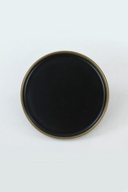 Hermia Concept Teller-Set KRM1706, Schwarz,Gold, Essteller, 100% Keramiksteinzeug