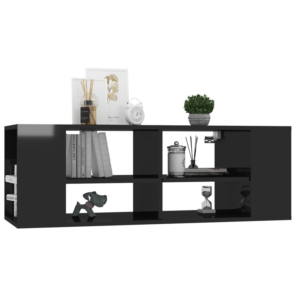 TV-Schrank (1-St) Holzwerkstoff 102x35x35 Hochglanz-Schwarz cm vidaXL TV-Wandschrank