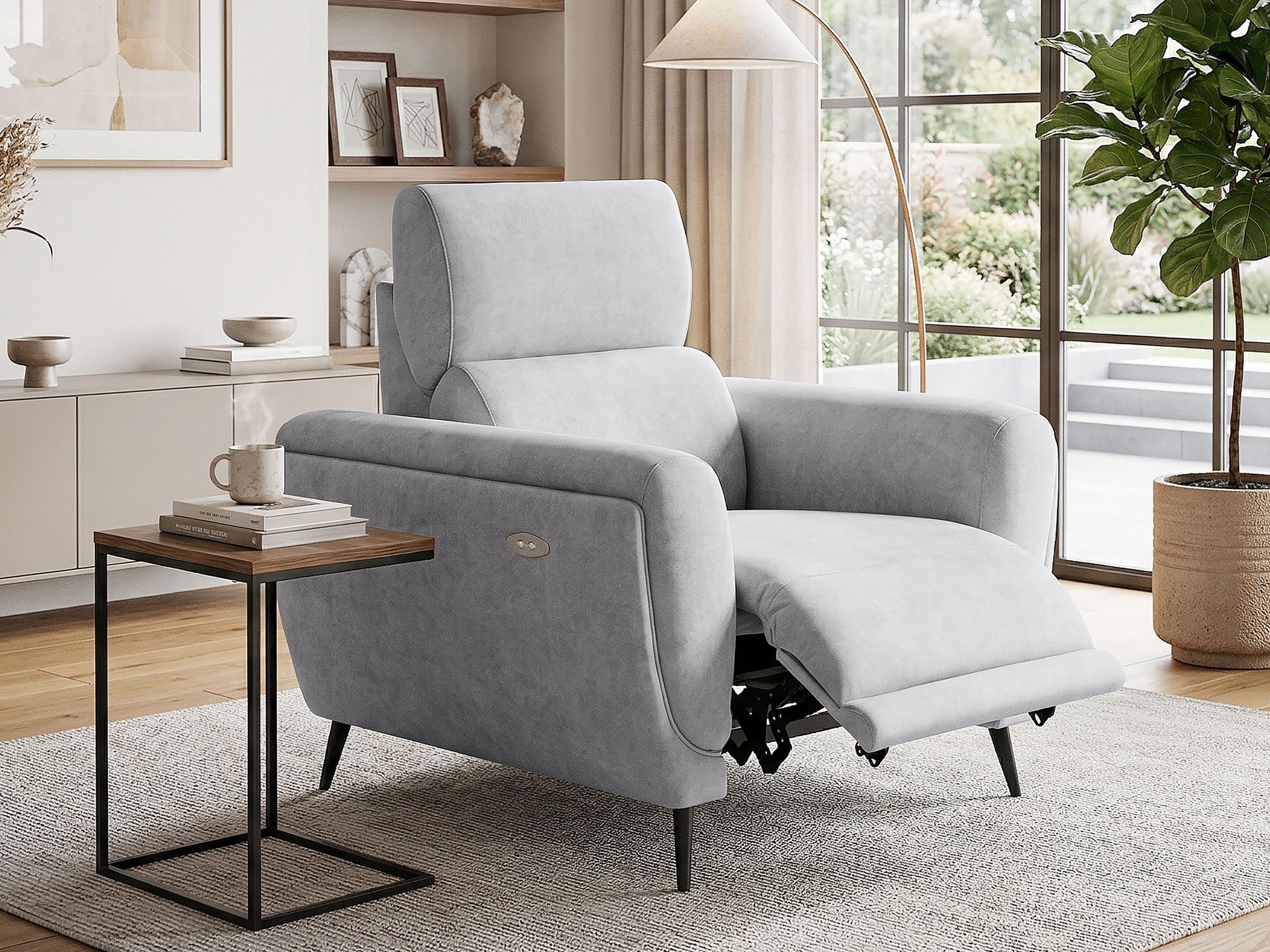 Beautysofa Relaxsessel COMFORT elektrisch verstellbar mit Liegefunktion (Federkern B-Wellenfederung, TV-Sessel mit Kopfstütze Fußstütze), Tiefe: 102-145 cm