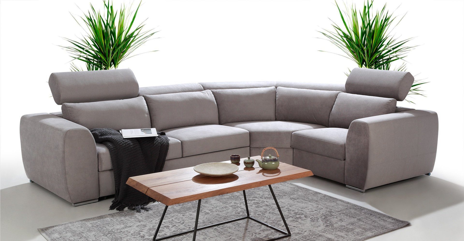 JVmoebel Ecksofa, Ecksofa Stoff L-Form Couch Design Polster Textil Eck Modern Grau