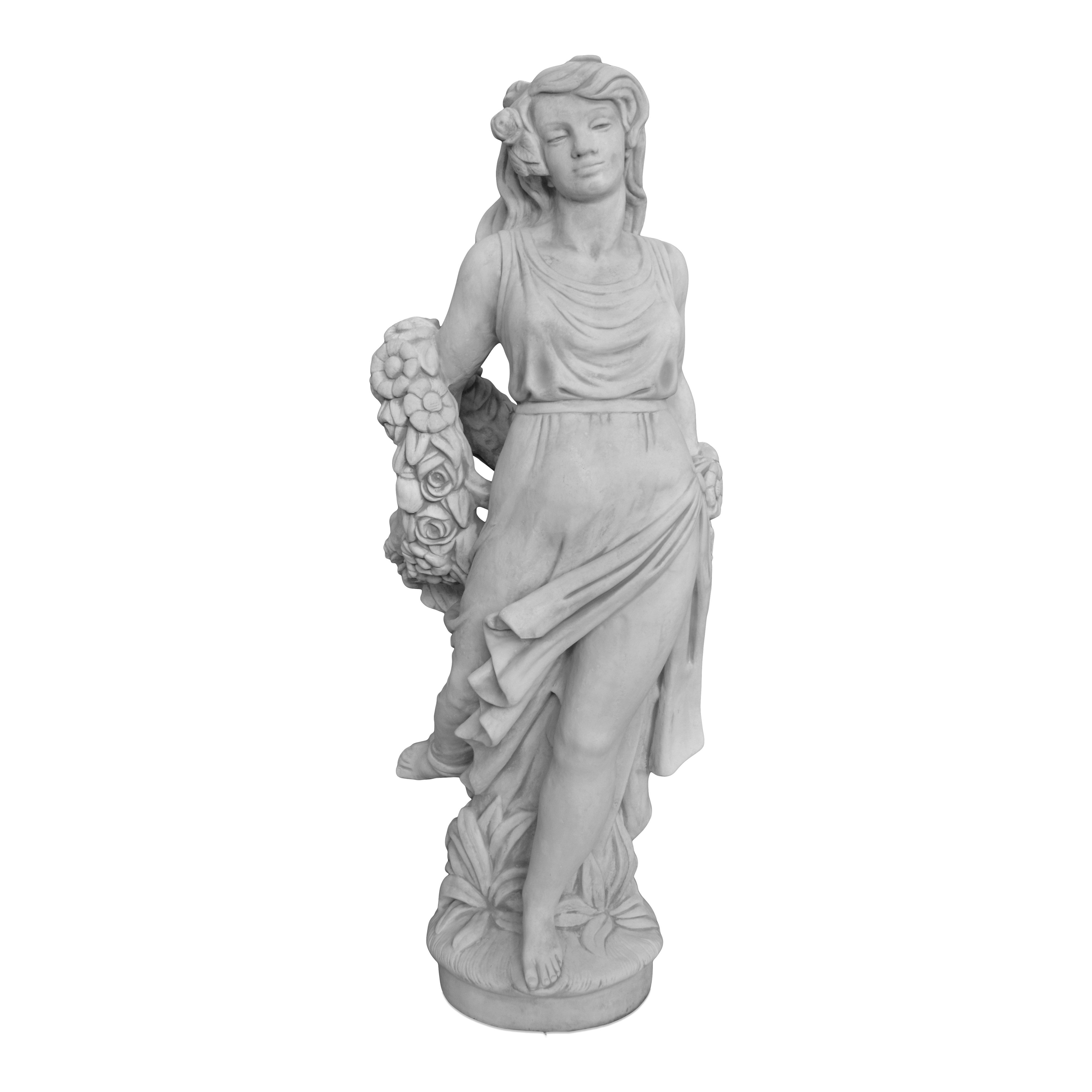 gartendekoparadies.de Gartenfigur Große Frauen-Statue mit Blumenkranz, Stei günstig online kaufen