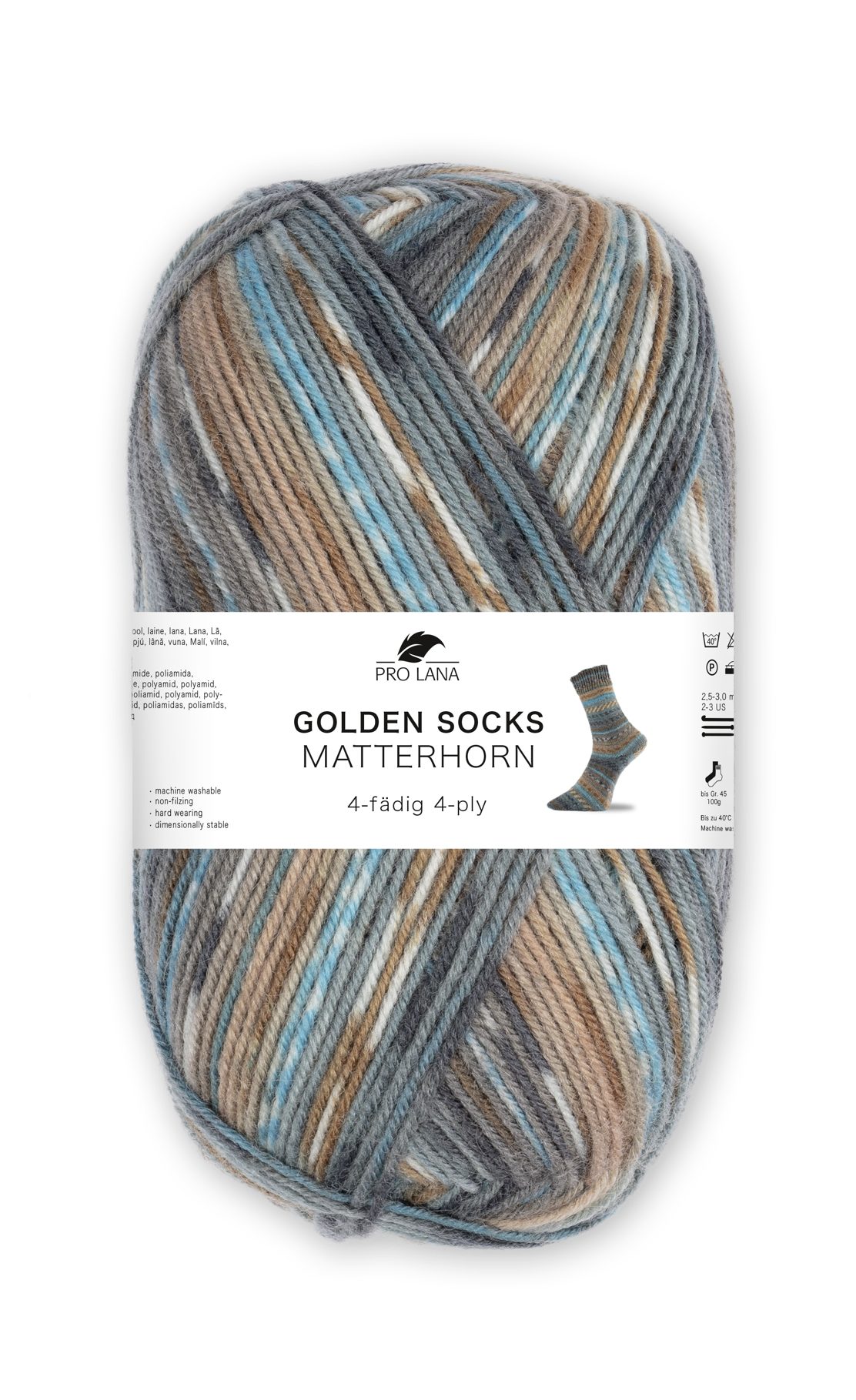 Pro Lana Golden Socks MATTERHORN Häkelwolle, 420 m (Perfektes Garn für langlebige, komfortable Socken und Accessoires), 100 g