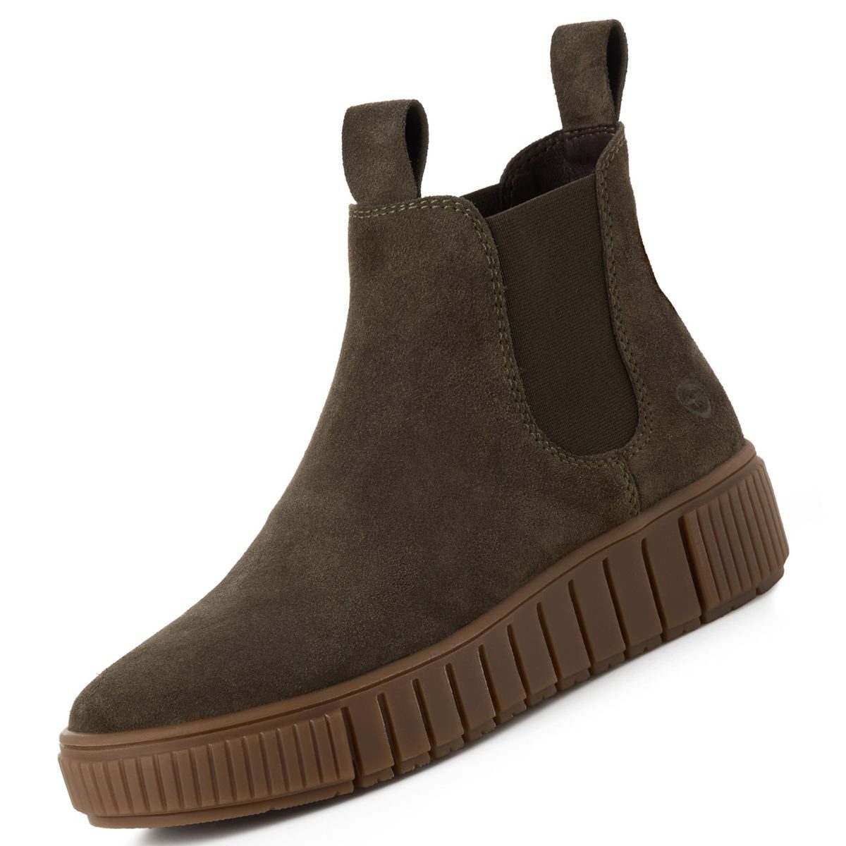 Tamaris 1-25403-43/744 Stiefelette Veloursleder Chelsea Boot mit Wechselfußbett
