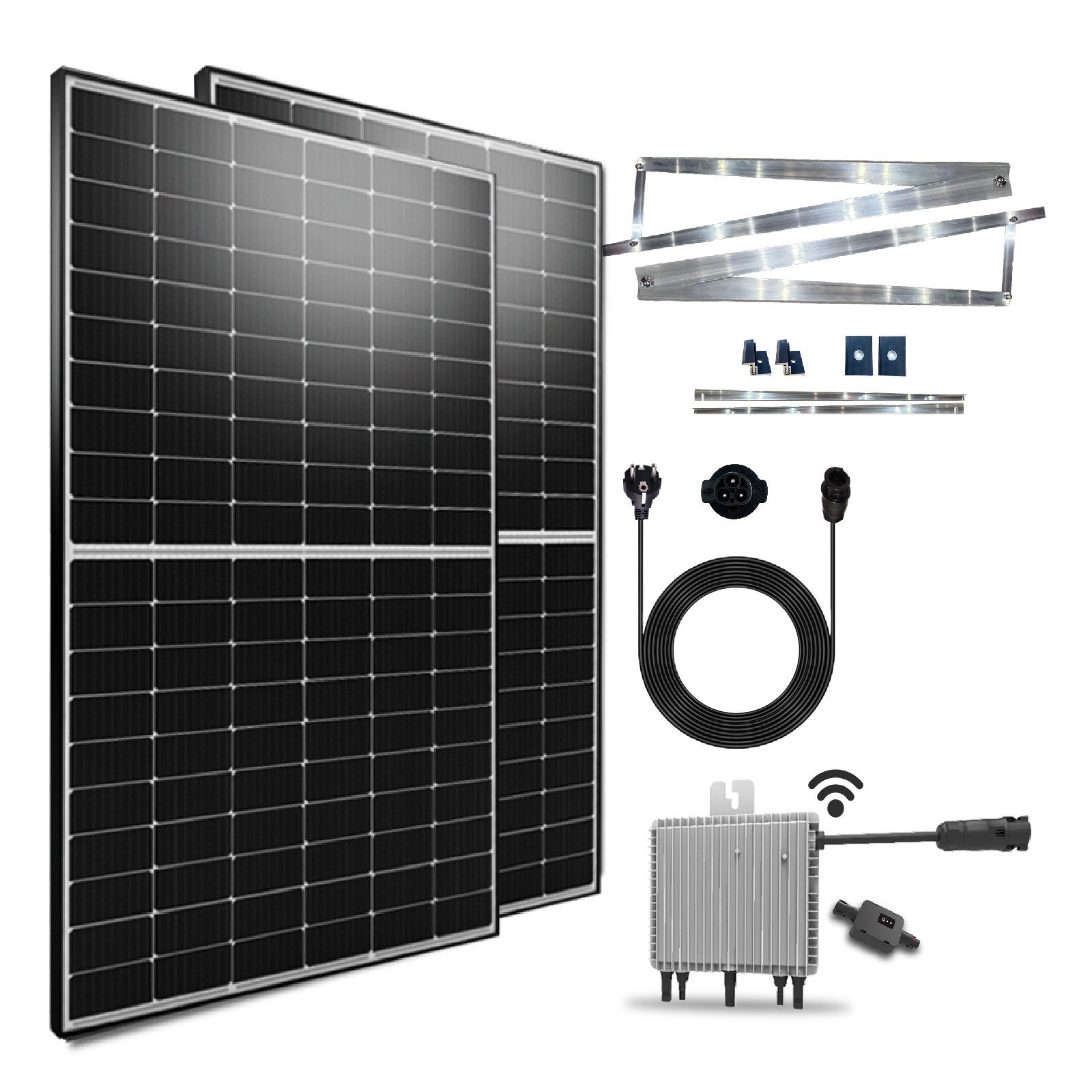 EPP.Solar Solaranlage 1000W Balkonkraftwerk Komplettset Aufständerung Süd Basis PV-Montage, Neu Generation Deye 800W WIFI Wechselrichter mit Relais