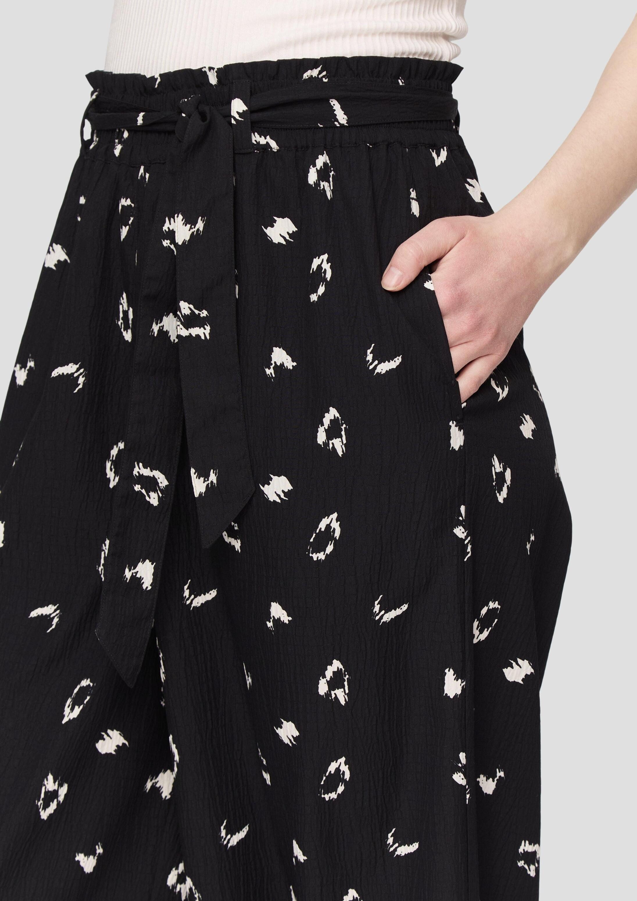 QS Culotte Hose Gemusterte Hose mit Bindeband