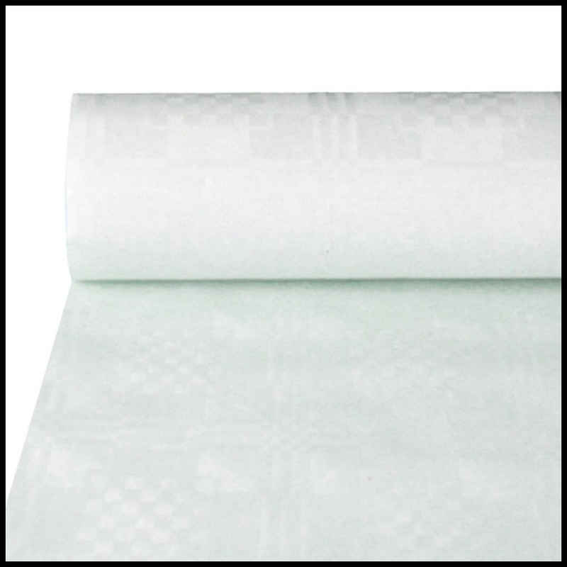 PAPSTAR Tischdecke Papiertischtuch mit Damastprägung 25 m x 1 m weiss