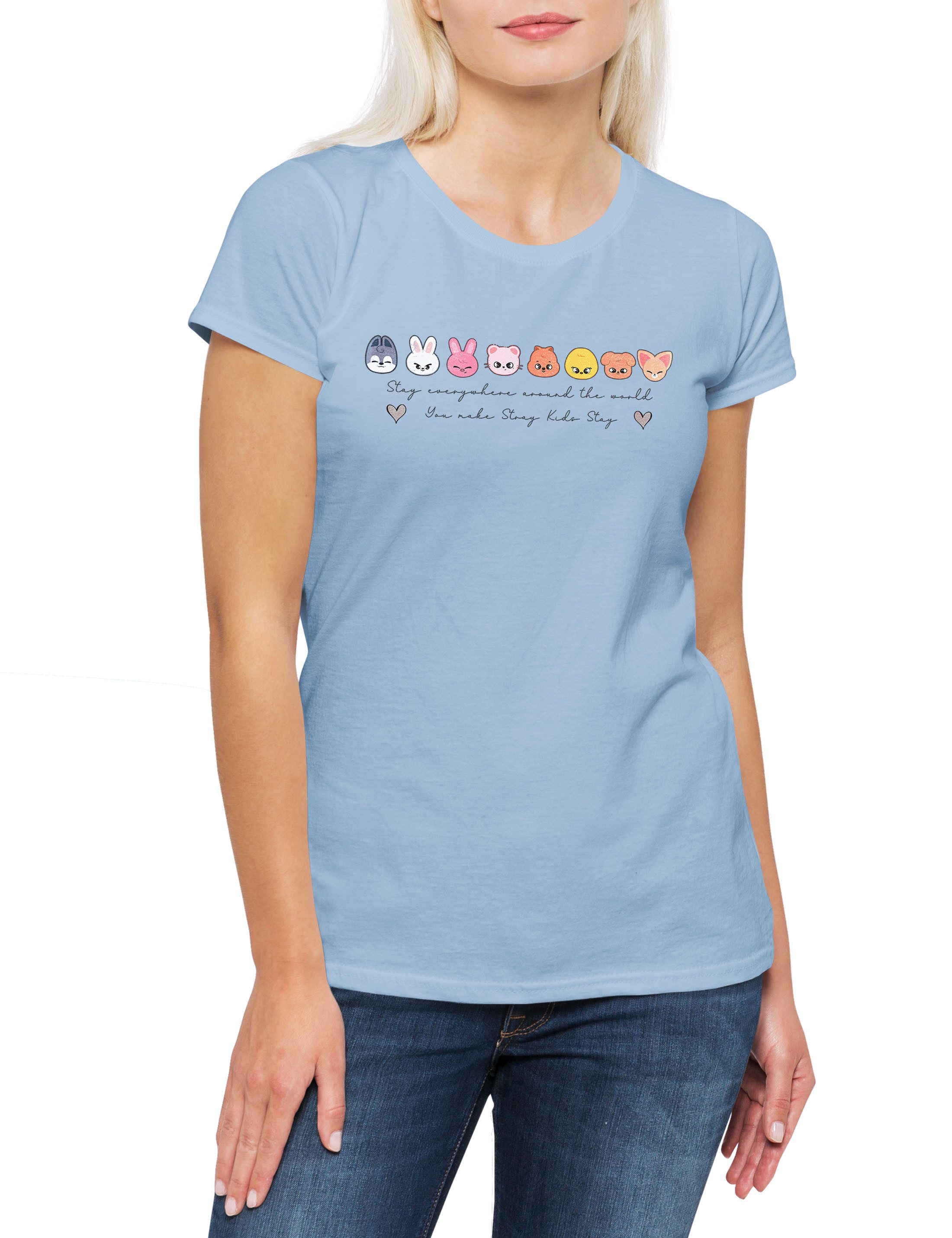 Print-Shirt Stay Pop 2 Damen T-Shirt Musik Kids Kpop K-Pop 4th Generation Stray