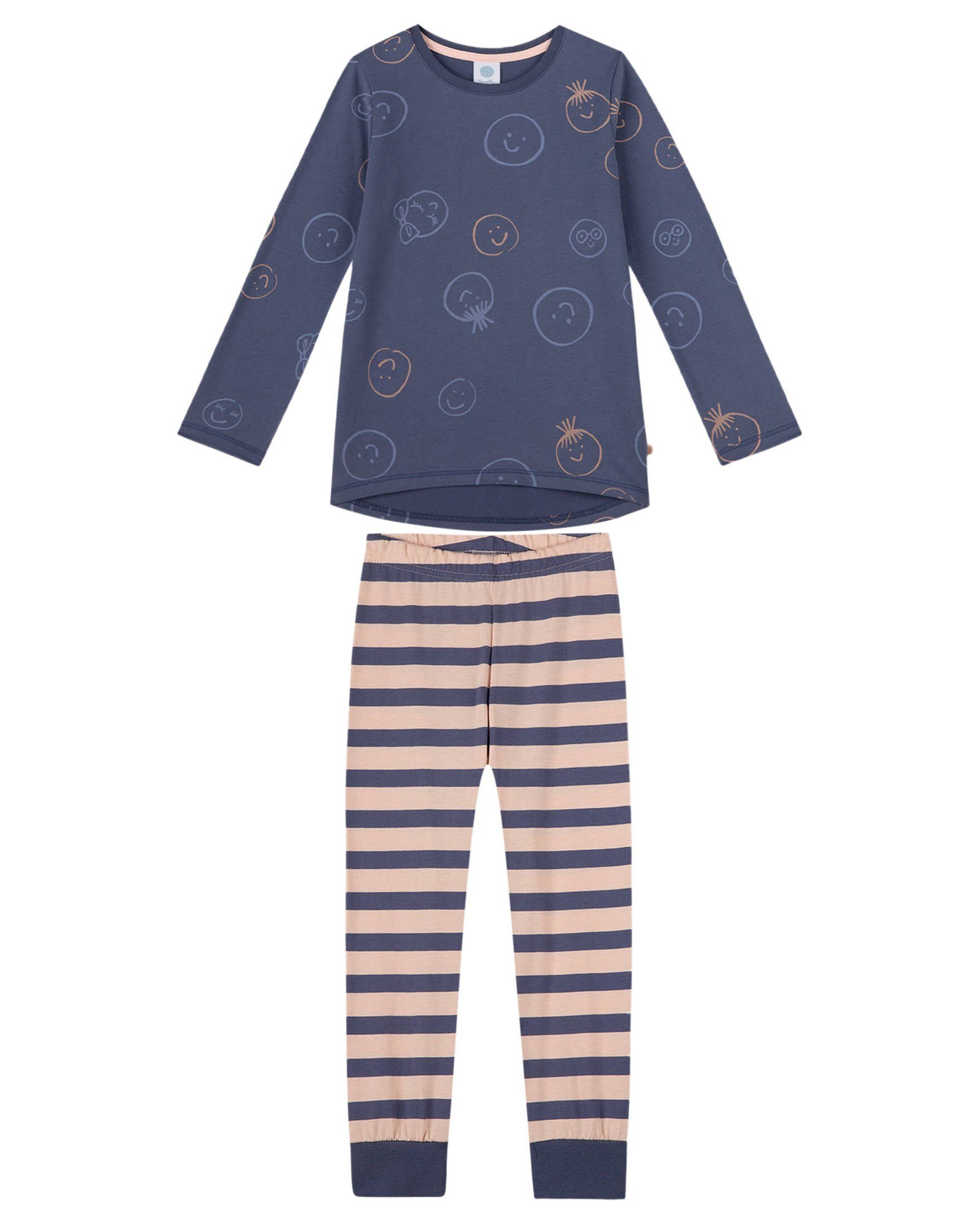 Sanetta Schlafanzug aus Nicki KIDS in dunkelblau / blau / weiss