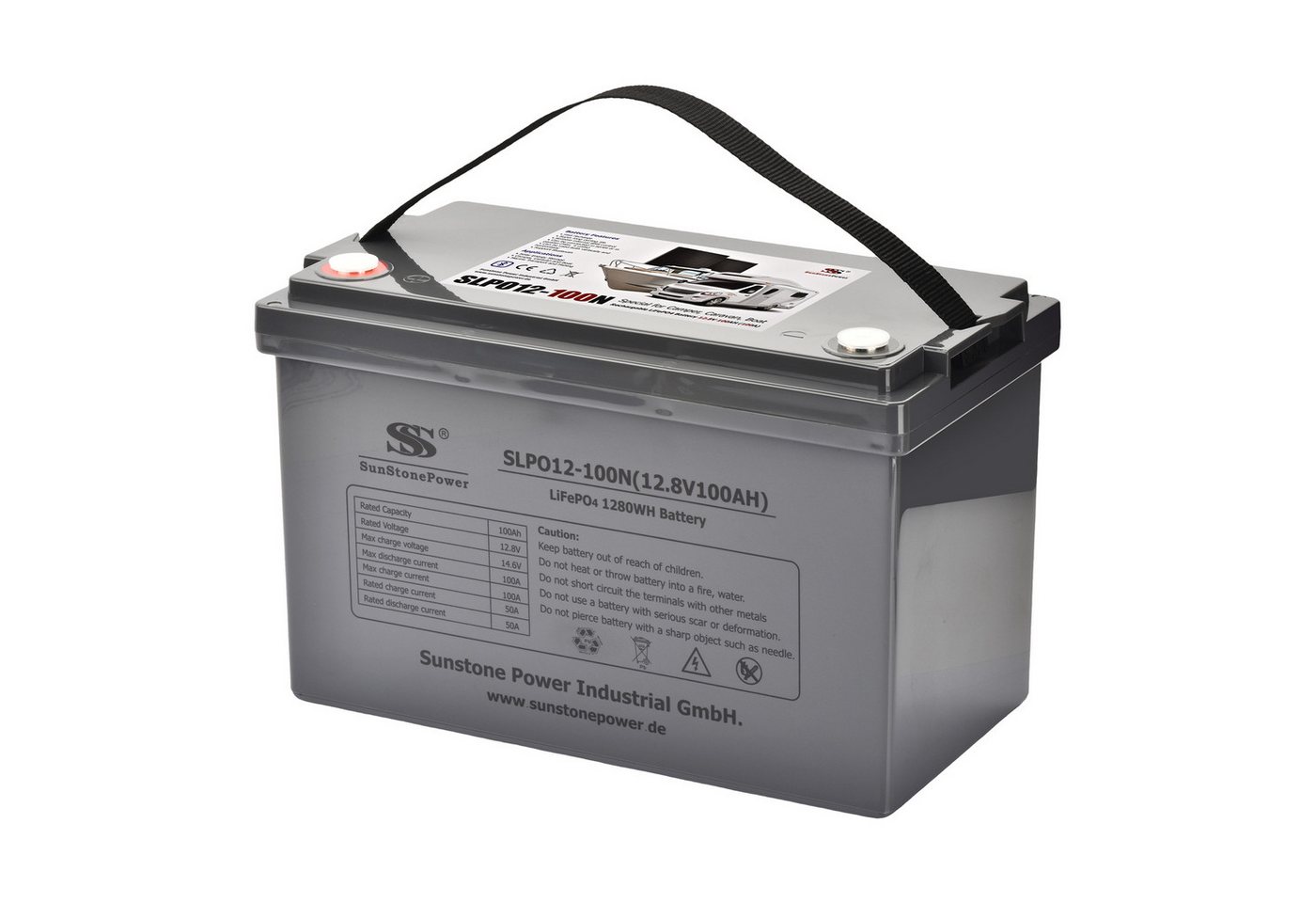 Sunstone Power 12V LiFePO4 Batterie 100AH Lithium Stromspeicher mit Blutooth Solarakkus 100000 mAh (12 V), Wartungsfrei, Extrem zyklenfest