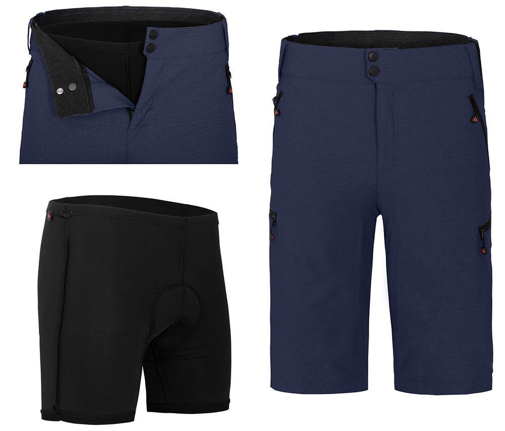 Bergson Fahrradhose PORVOO Bermuda (mit gepolsterter Innenhose) Herren Radshorts, robust, elastisch, Normalgrößen, peacoat blau