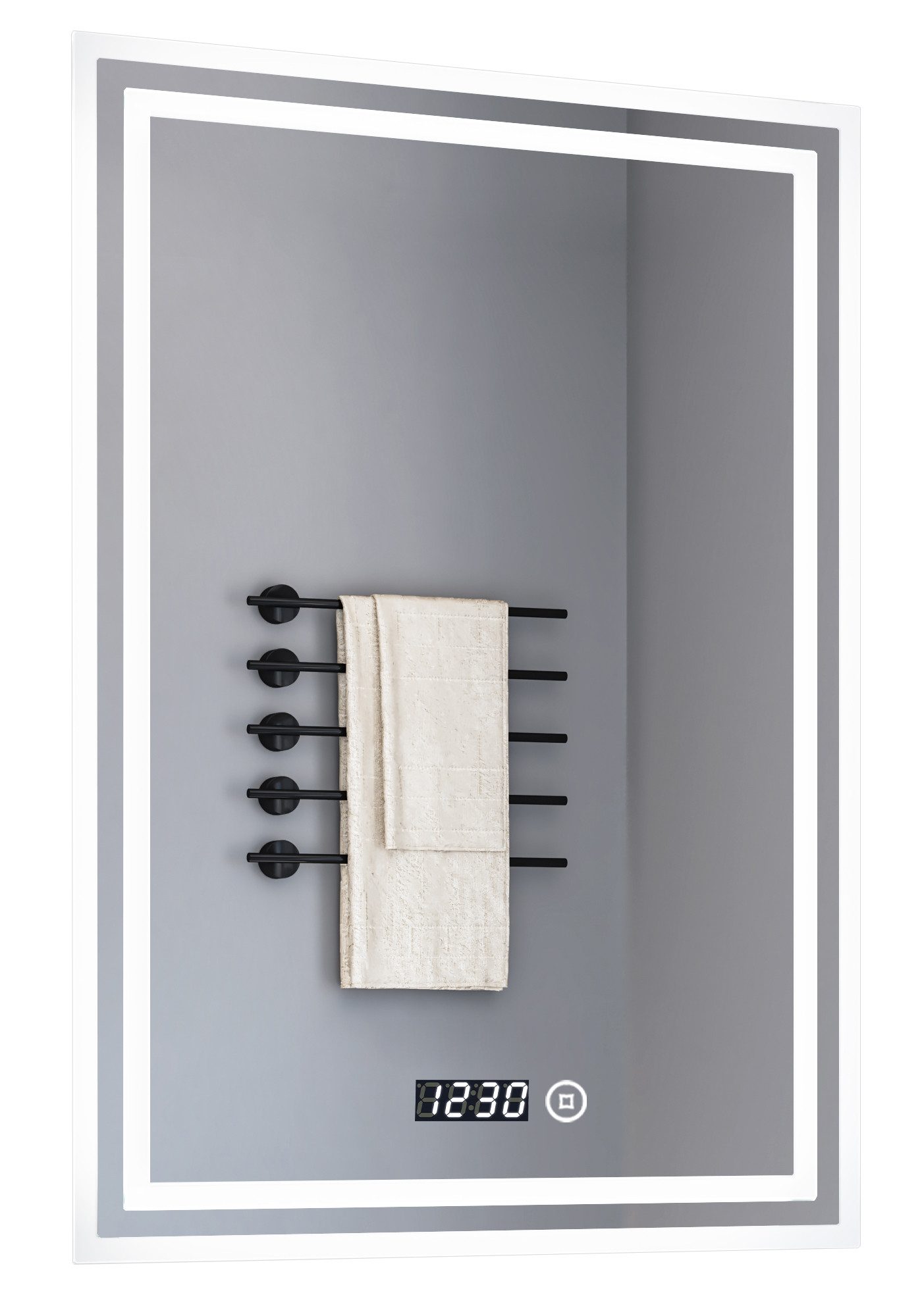 Spiegel Badspiegel Led 50x70 mit Uhr Wandspiegel mit beleuchtung 3Lichtfarben