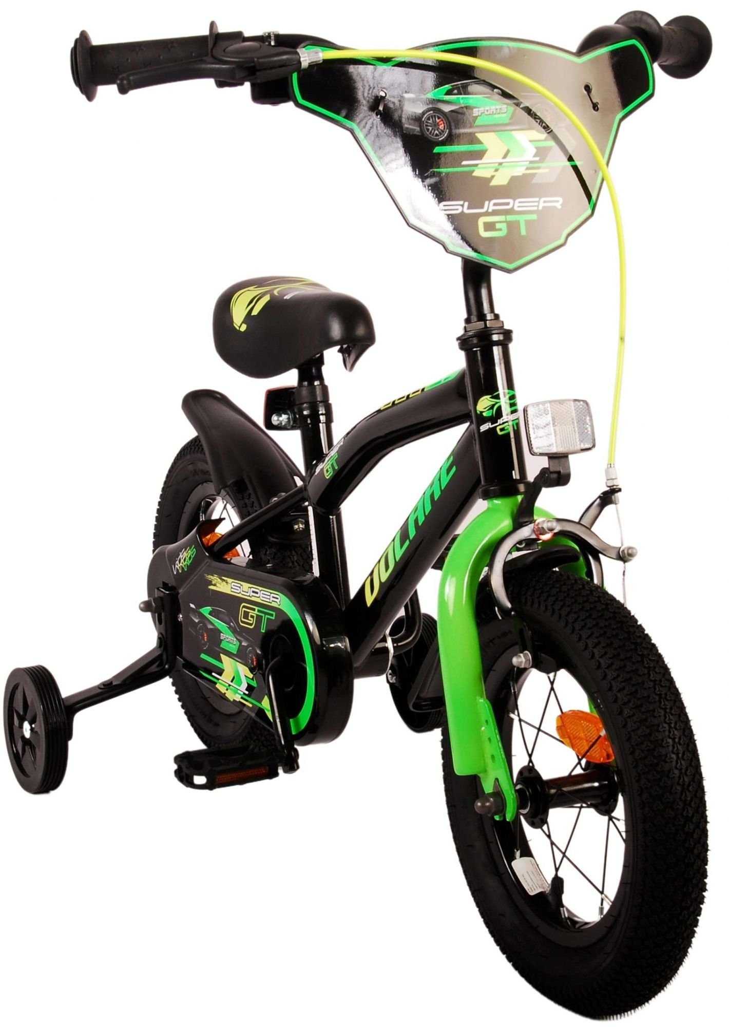 TPFSports Kinderfahrrad Volare Super GT 12 Zoll Rücktritt und Handbremse, 1 Gang, (Jungs Fahrrad - Rutschfeste Sicherheitsgriffe), Kinder Fahrrad 12 Zoll mit Stützrädern und Klingeln - Grün