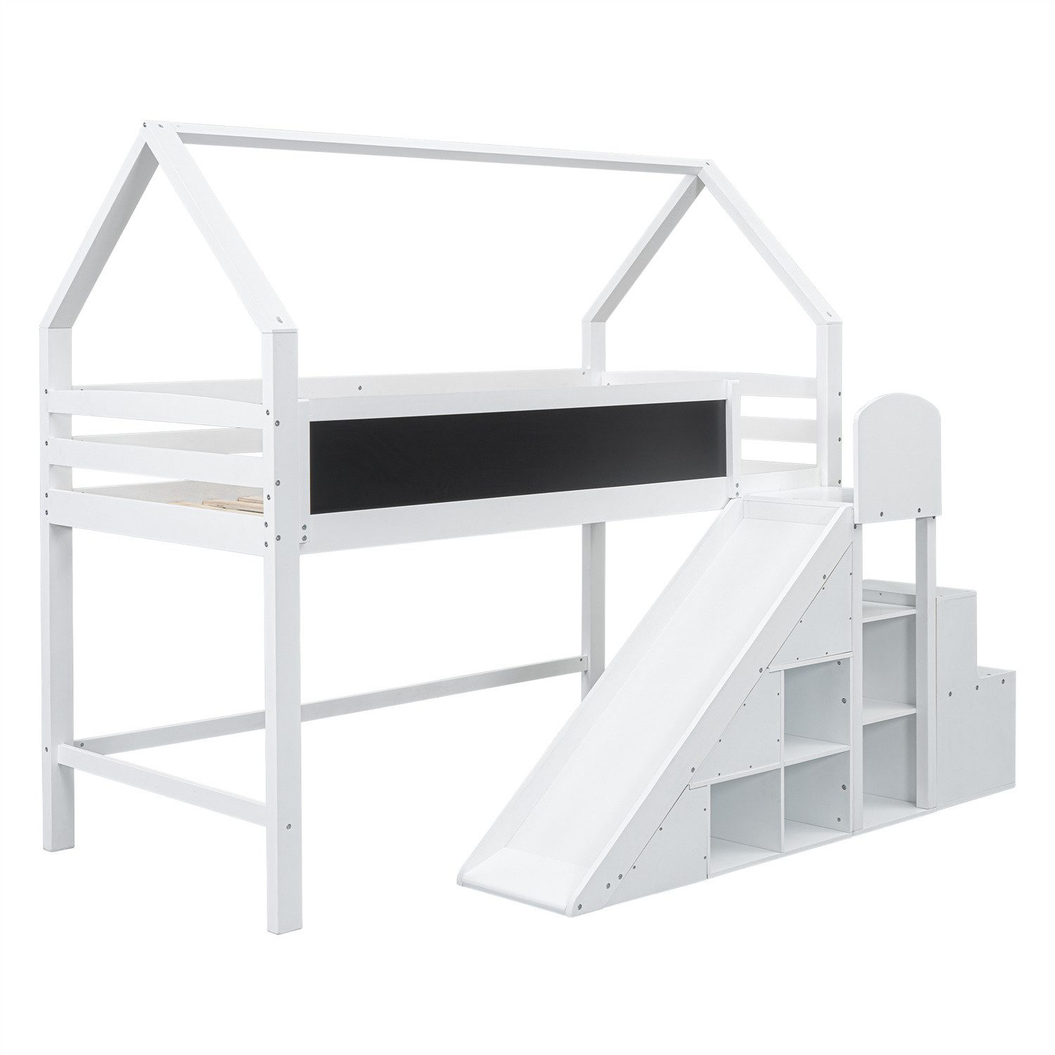 autolock Kinderbett Multifunktionales Kinderbett, mit Treppe, Rutsche,90*200cm