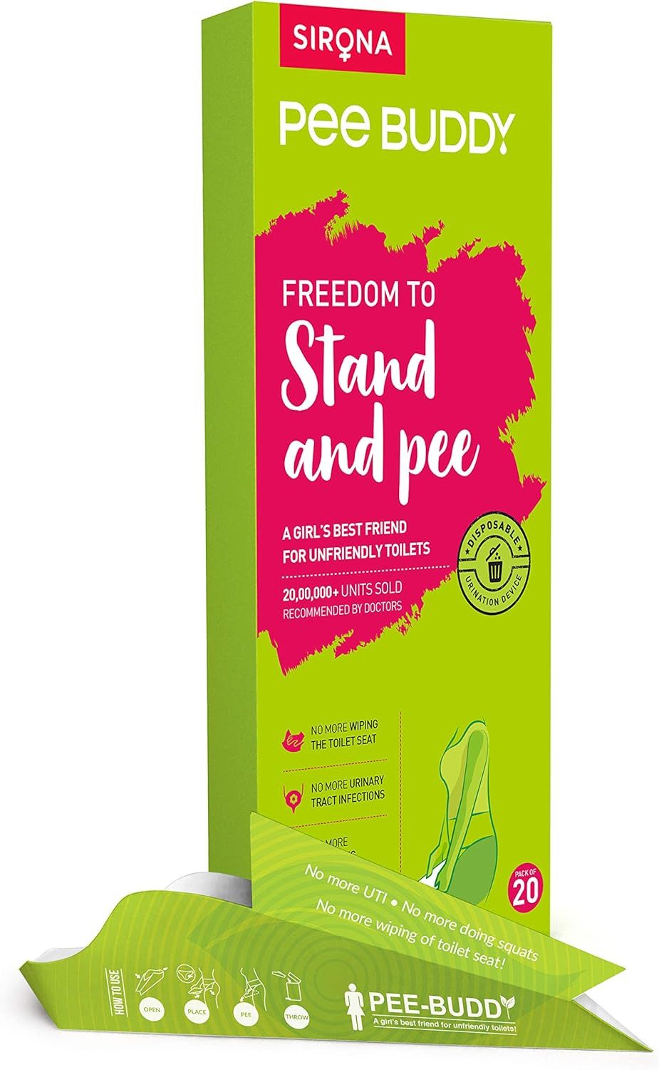 Sirona Urinal Einweg-Uriniertrichter für Frauen – hygienisch & wasserfest, Nicht zutreffend, Abgang Nicht zutreffend, (Einweg-Urinierhilfe-Set für Frauen, 20-tlg., hygienische Einweg-Stand-und-Pinkel-Trichter aus wasserfestem Papier), Auslaufsicher, hygienisch, kompakt, reisefreundlich, umweltfreundlich