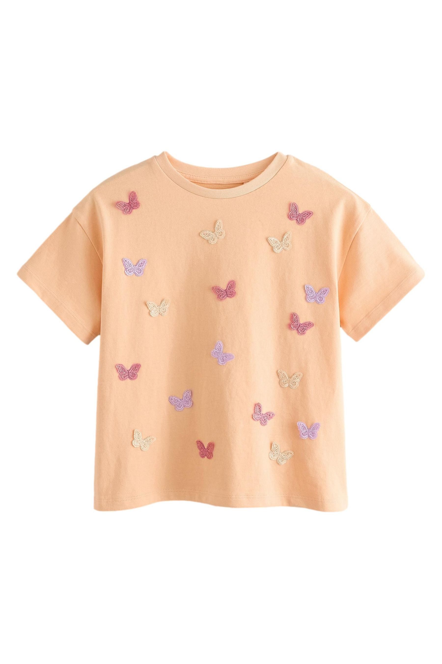 T-Shirt Gehäkelter Schmetterling T-Shirt 100 % Baumwolle