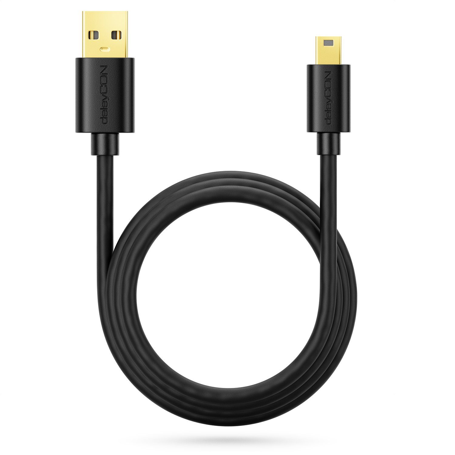 deleyCON deleyCON 1m Mini USB 2.0 Datenkabel - USB A-Stecker zu Mini B-Stecker USB-Kabel