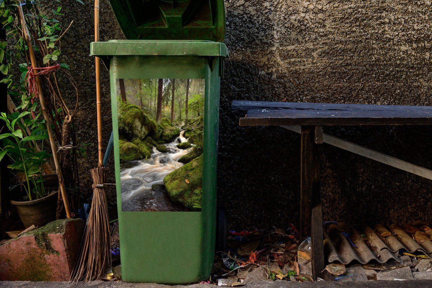 Peak MuchoWow des Abfalbehälter englischen St), Mülltonne, (1 Container, Nationalparks District den Wäldern Sticker, Wandsticker Bach in Mülleimer-aufkleber,