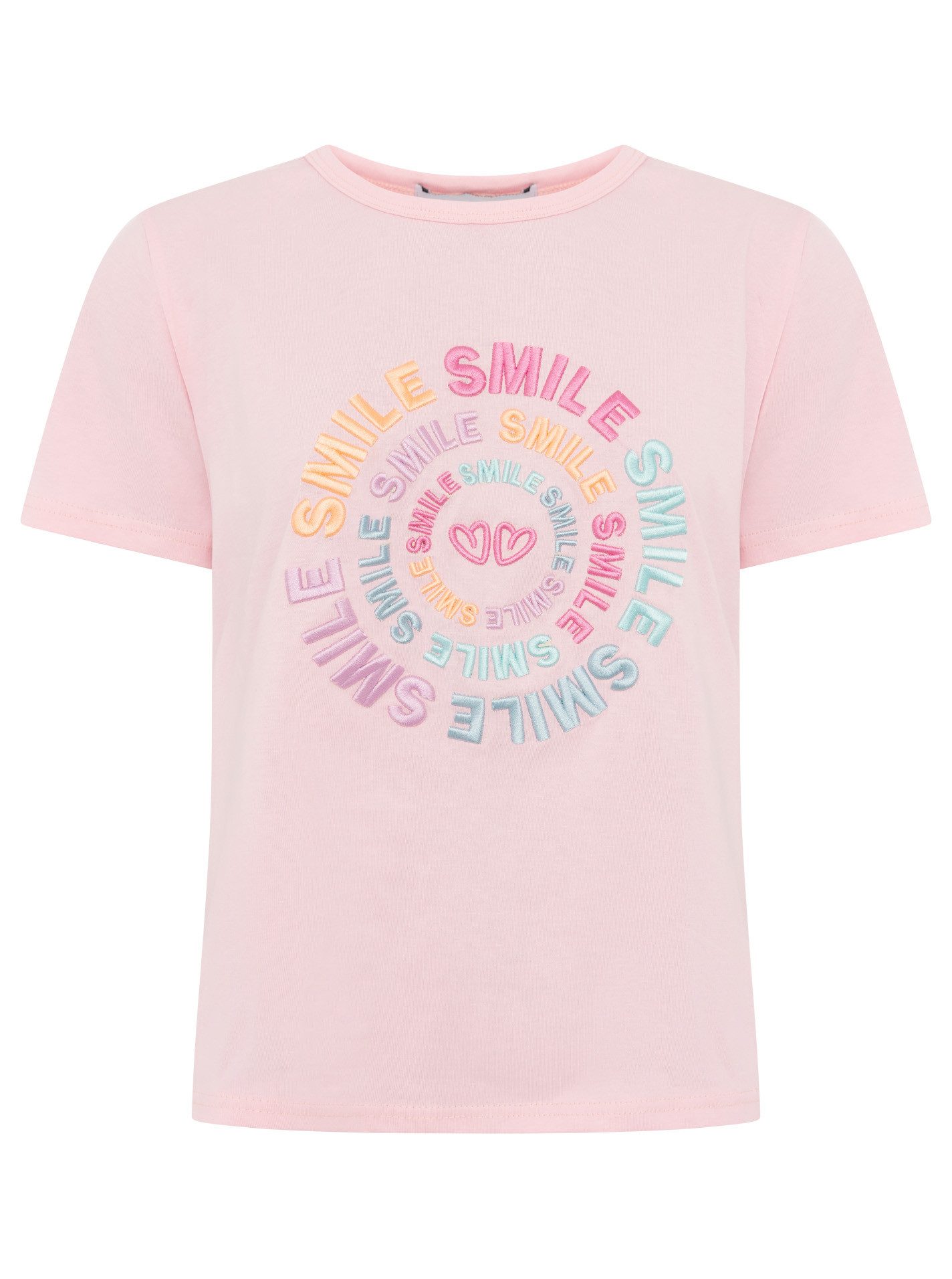 Zwillingsherz T-Shirt "Smile" Farbenfrohe runde Stickerei, Rundhals, kurzarm