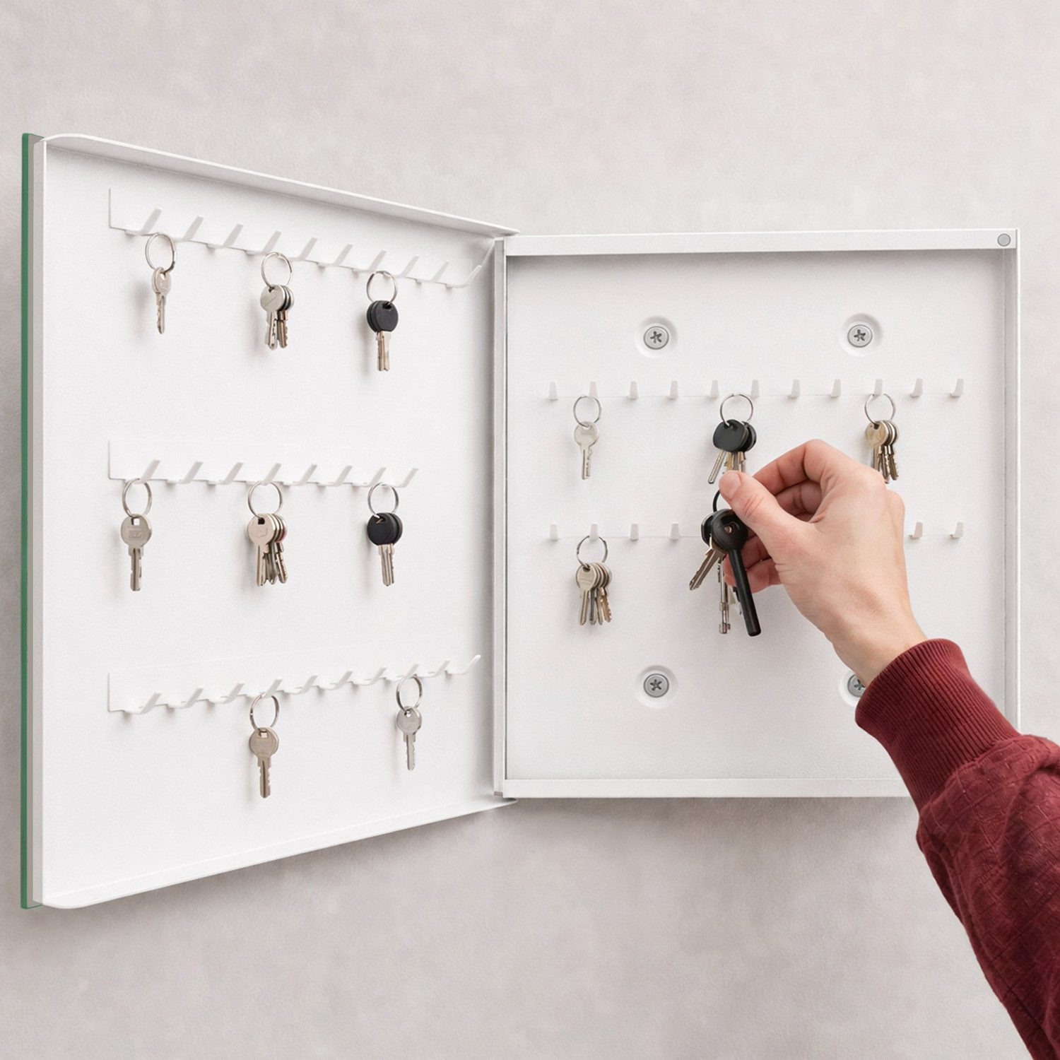 Tulup Schlüsselkasten Schlüsselkasten mit Glasfront in modernem Design von Tulup, Dunkelcreme – Bild 3 von 5