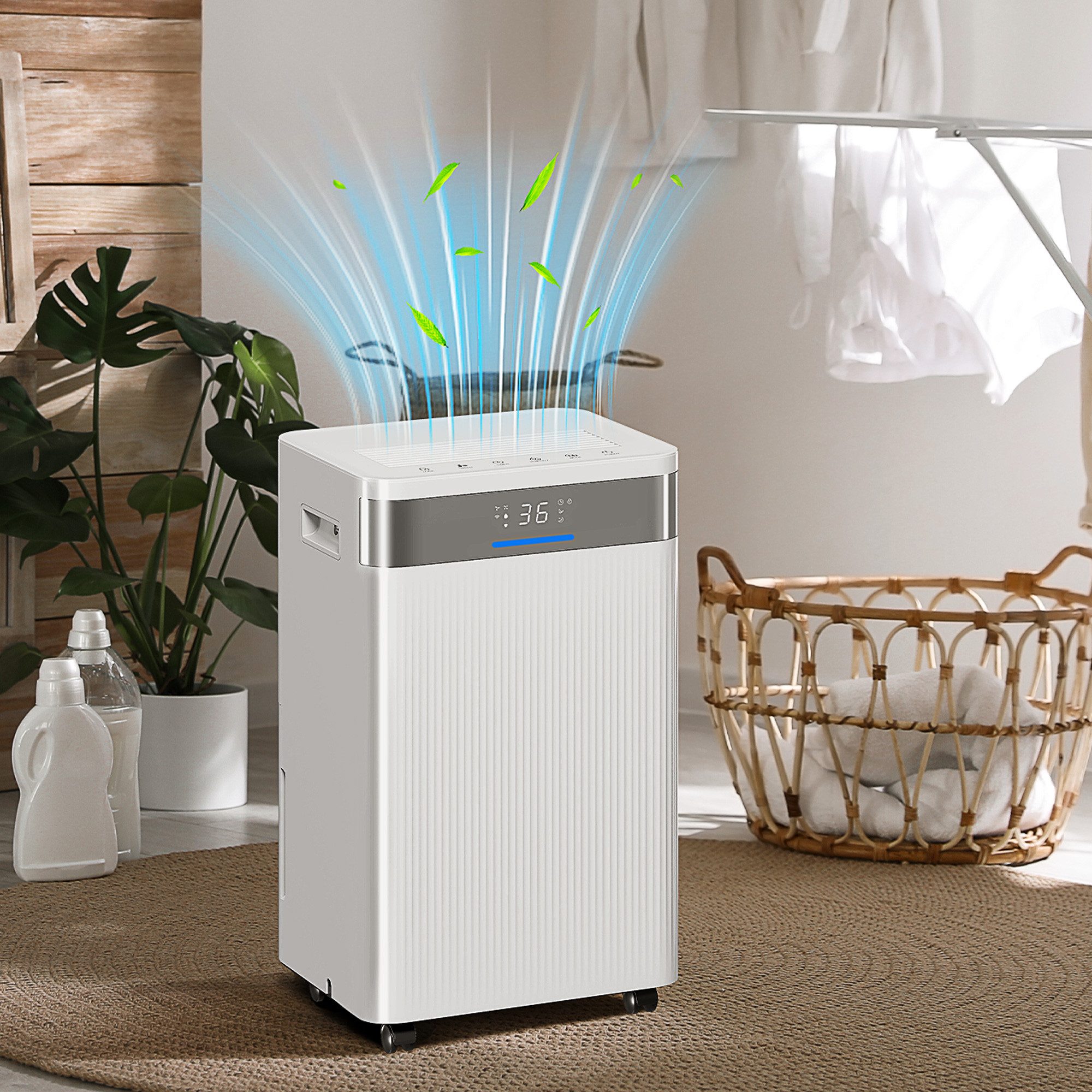 HOMCOM Luftentfeuchter 24-Stunden-Timer, Entfeuchtung 20 l/Tag, Tank 4.5 l, LED-Display, Kindersicherung