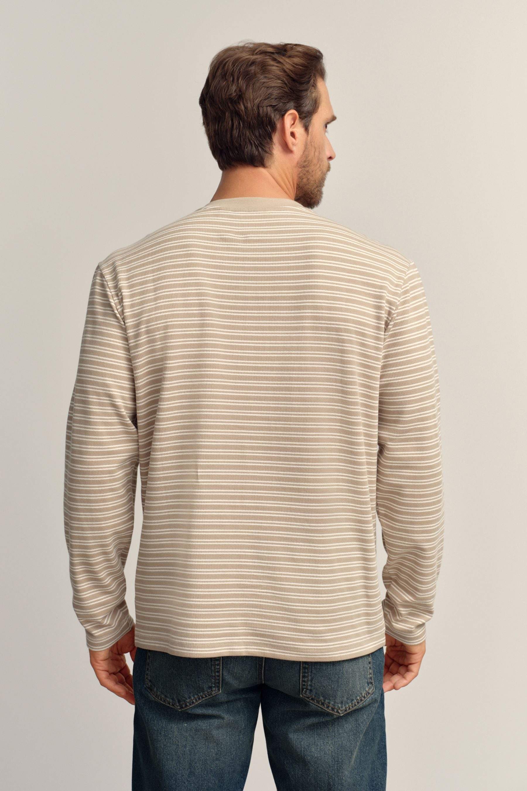 Next Langarmshirt Langarmshirt mit Grandad-Kragen aus Baumwolle (1-tlg)