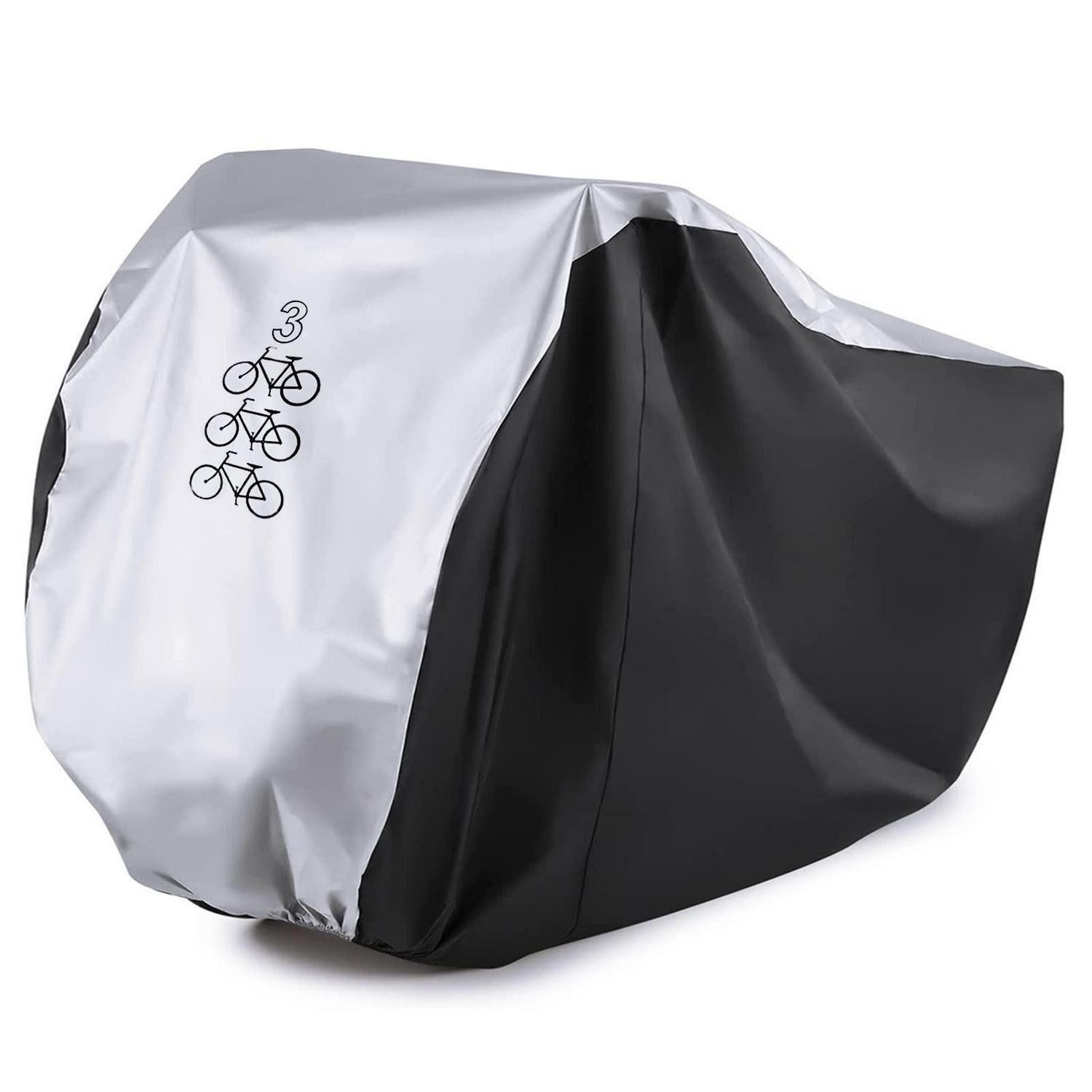 LuxusKollektion Fahrradhelmüberzug Fahrradabdeckung 3 Bikes schwarz/silber
