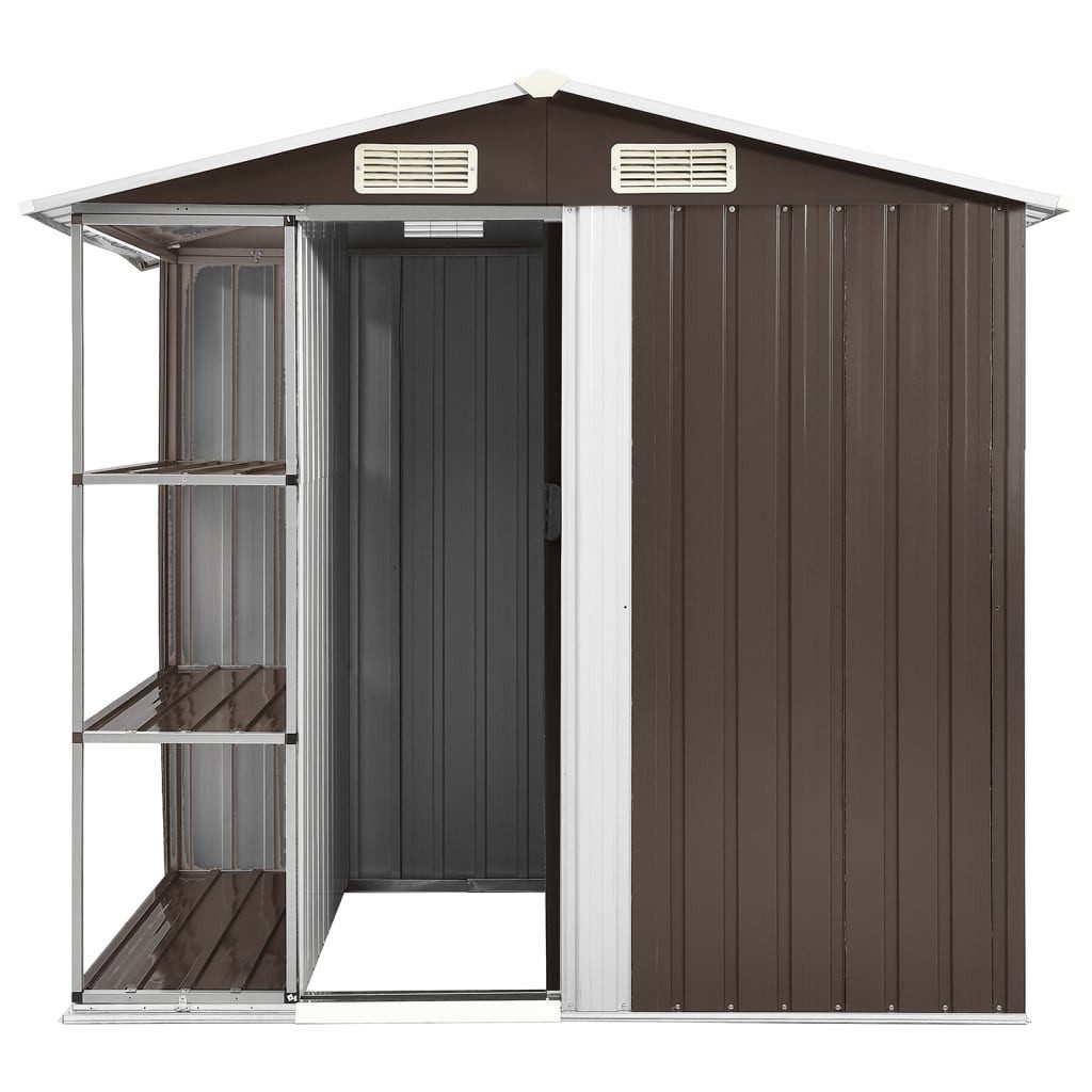 vidaXL Gartenhaus Gartenhaus mit Regal Braun 205x130x183 cm Eisen