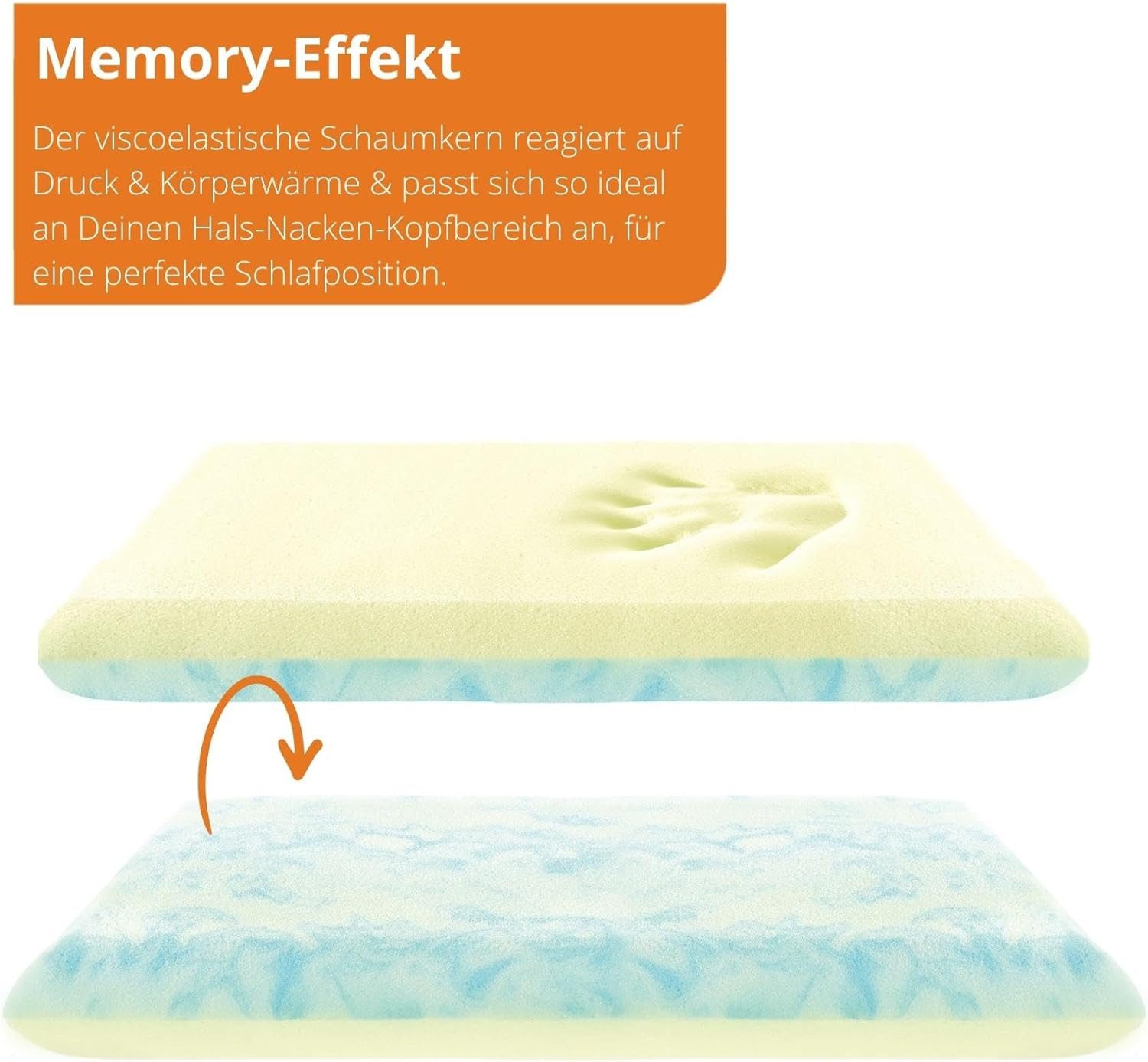 sleepling Nackenstützkissen Memory Foam, Füllung: 1 Seite Visco- andere Seite Gelschaum, Bezug: 65 % Polyester / 35 % Viskose, Seitenschläfer, Rückenschläfer, Memory Effekt, HWS Nackenkissen