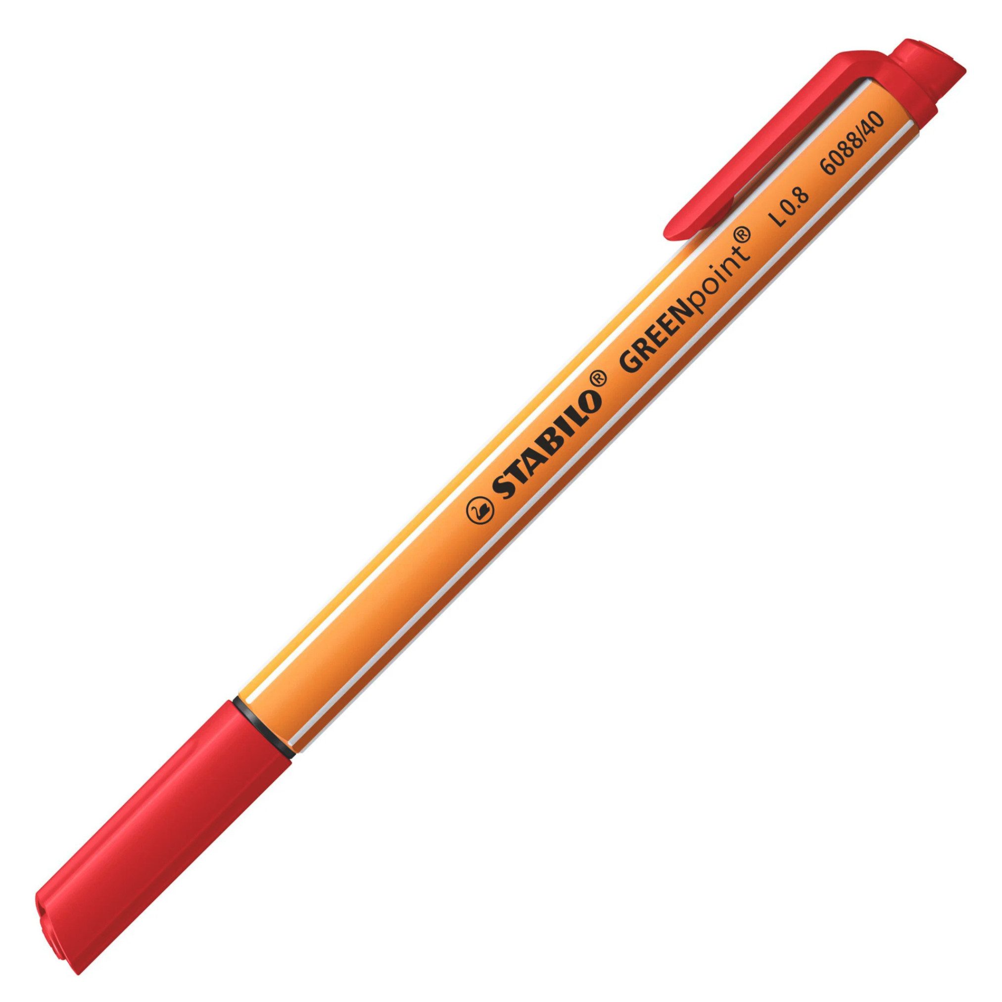 STABILO Faserstift Faserschreiber GREENpoint®, 0,8 mm, rot STABILO 6088/40, (1-tlg)