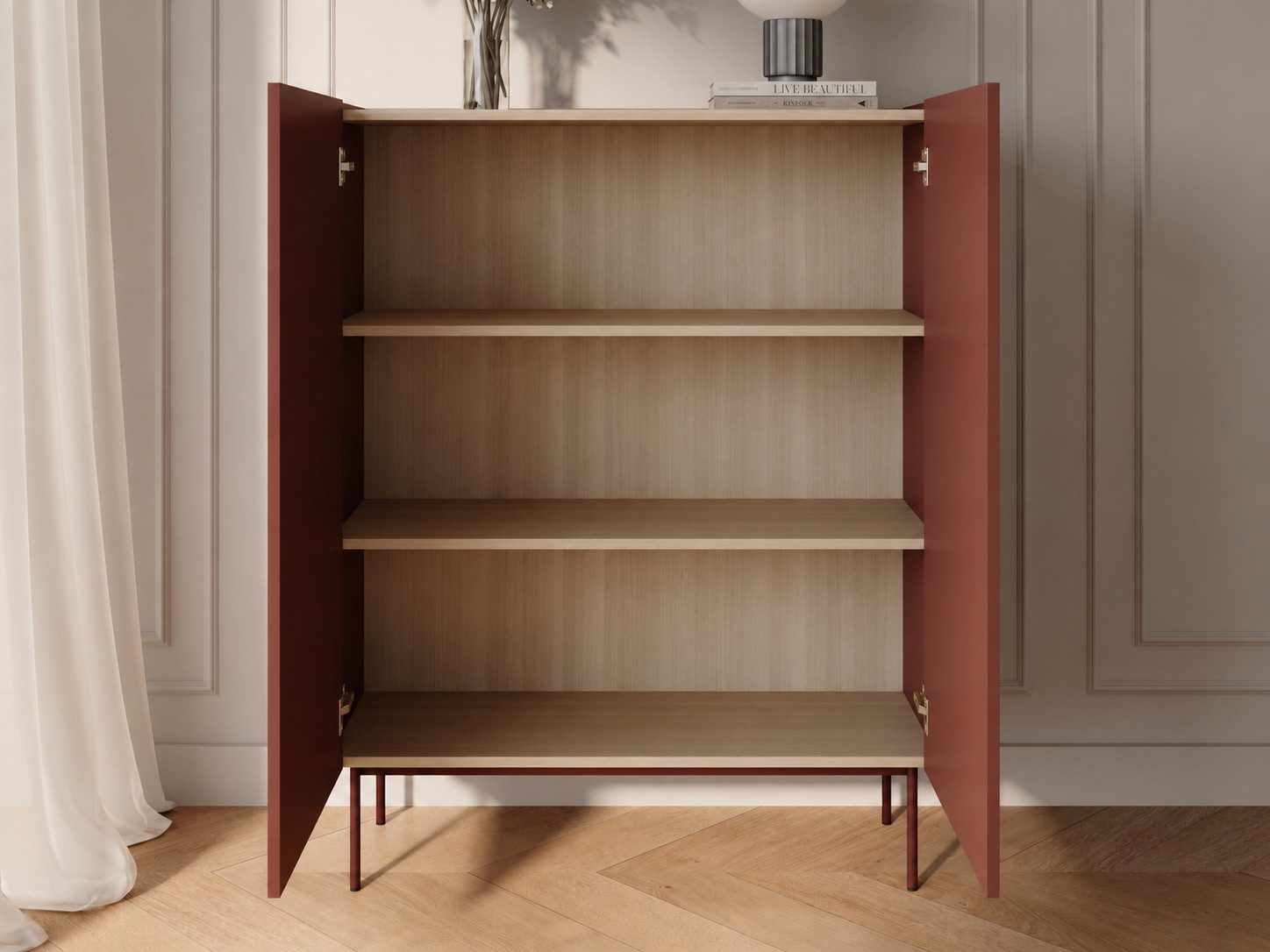 GrainGold Kommode Drevo (Set, Kommode, Metallfüße), Breite 97 cm, Metallbeine, Laminierte Platte, Modern Stil