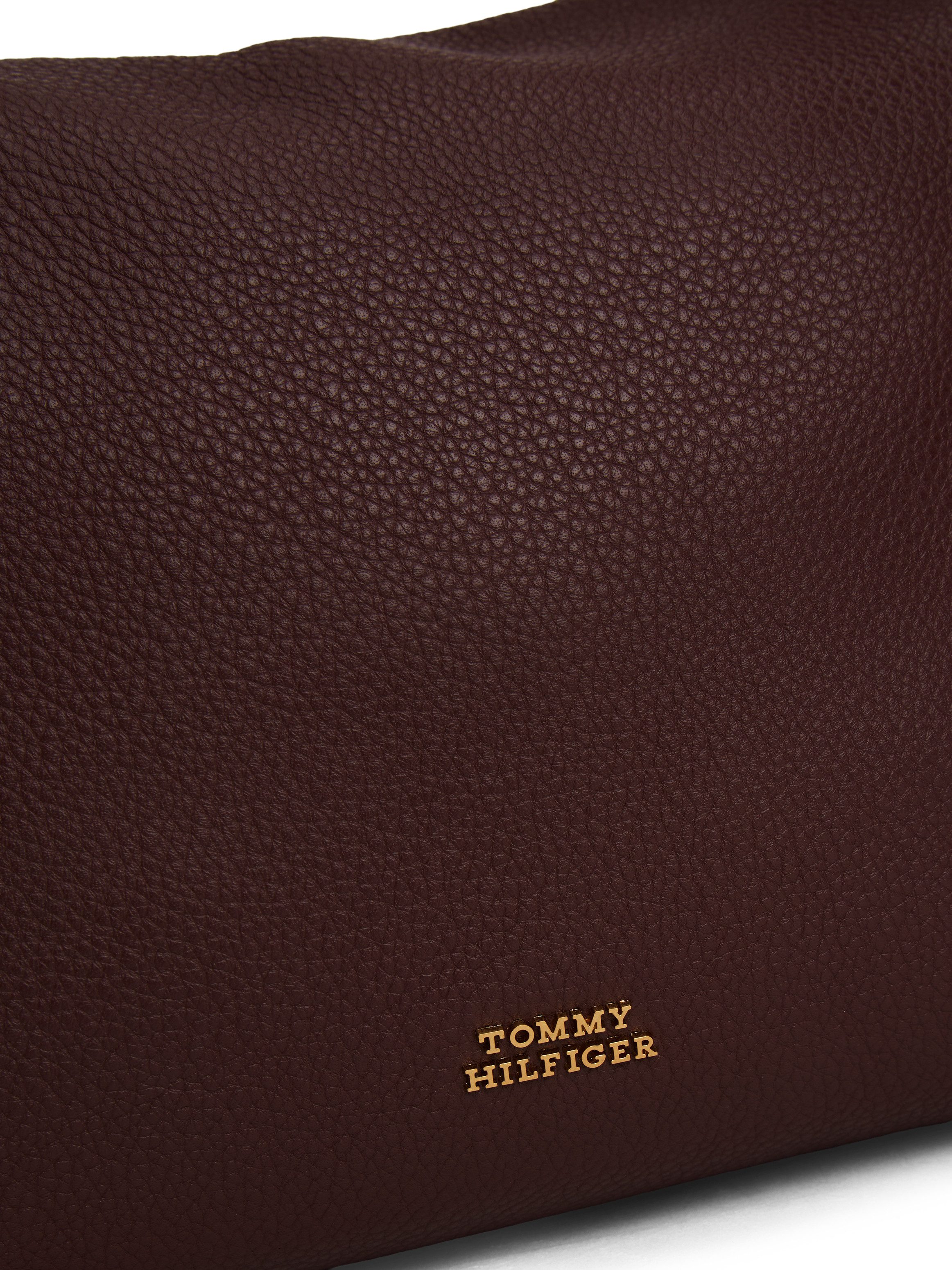 Tommy Hilfiger Hobo CITY LEATHER SHOULDER BAG, Damen Tragetasche, Schultertasche mit Logoschriftzug