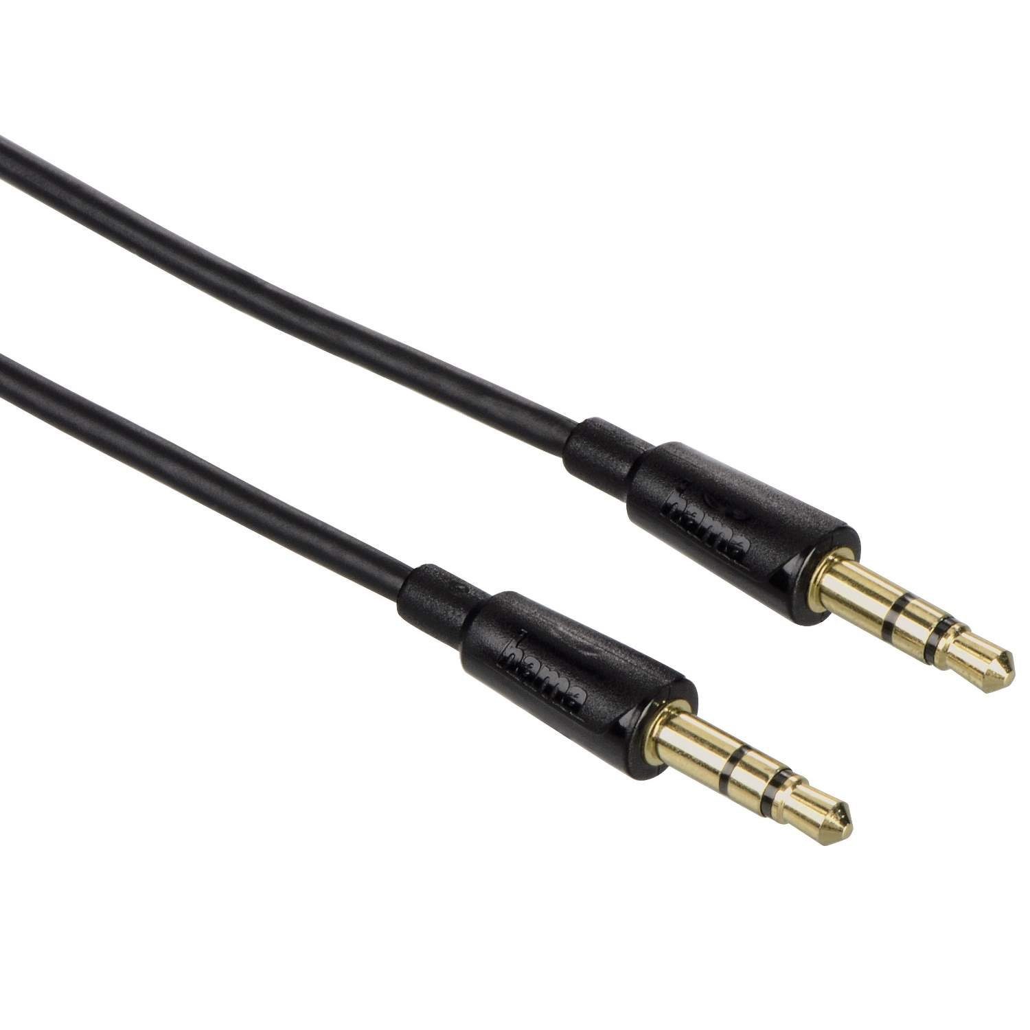 Hama Slim AUX Kabel 3,5mm Klinke-Kabel 0,5m Schwarz Audio-Kabel, 3,5-mm-Klinke, 3,5mm Klinke (50 cm), dünnes Klinken-Kabel Audio-Adapter für Handy Tablet PC MP4- MP3-Player