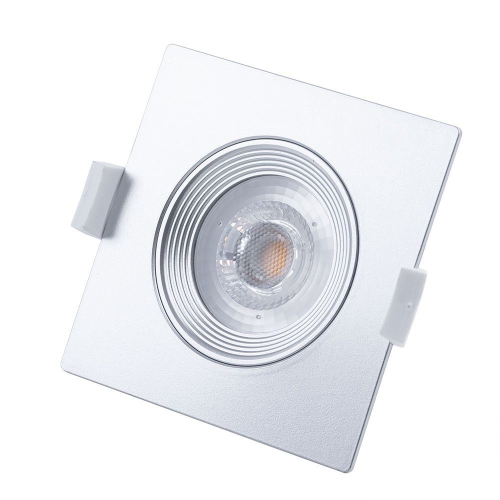 LED in Briloner Einbaustrahler fest LED verbaut, Einbaustrahler, Badezimmer Warmweiß, Leuchten LED-Leuchtmittel Einbauspot Deckenlampe silber
